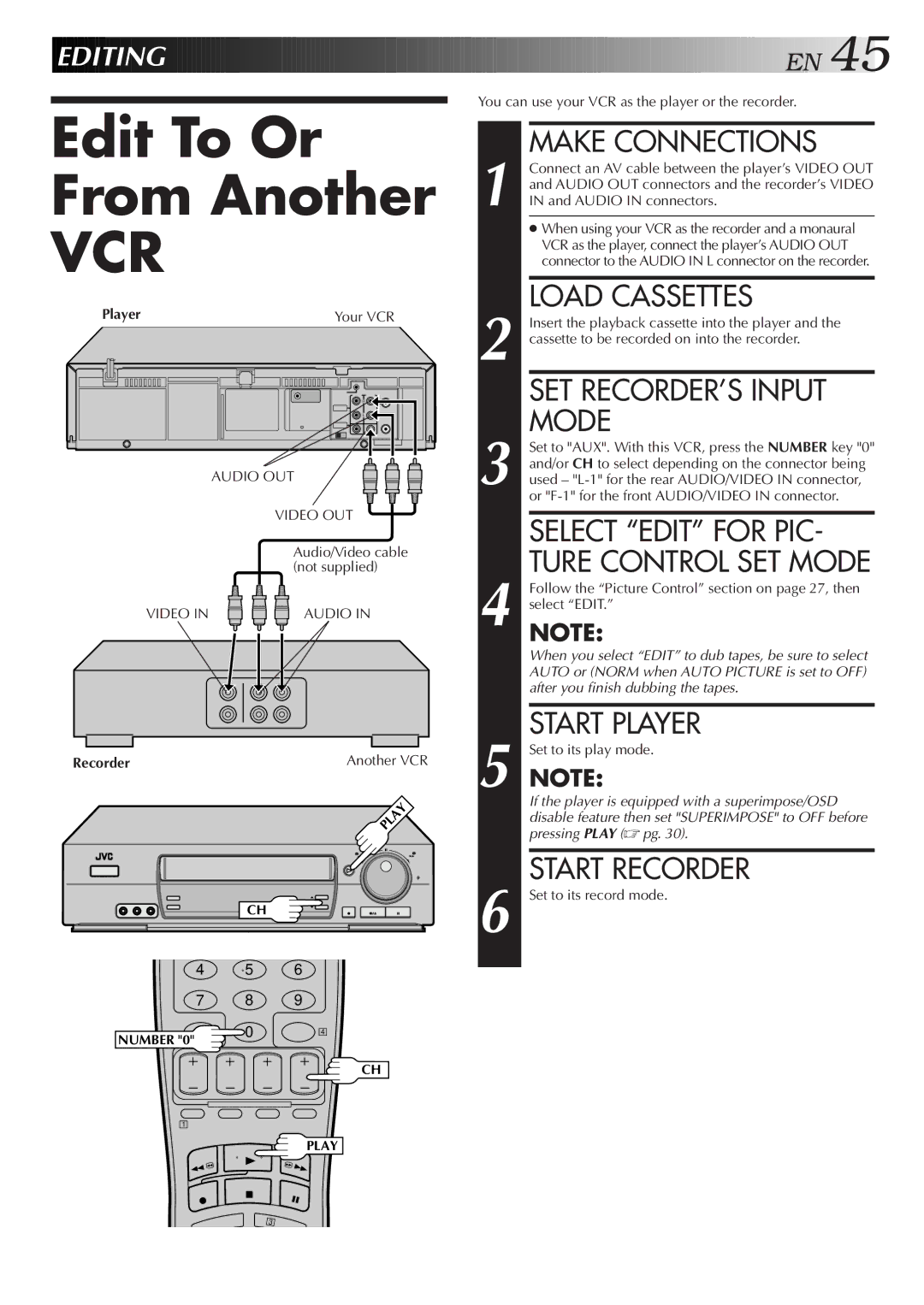 JVC HR-VP674U manual Edit To Or From Another 