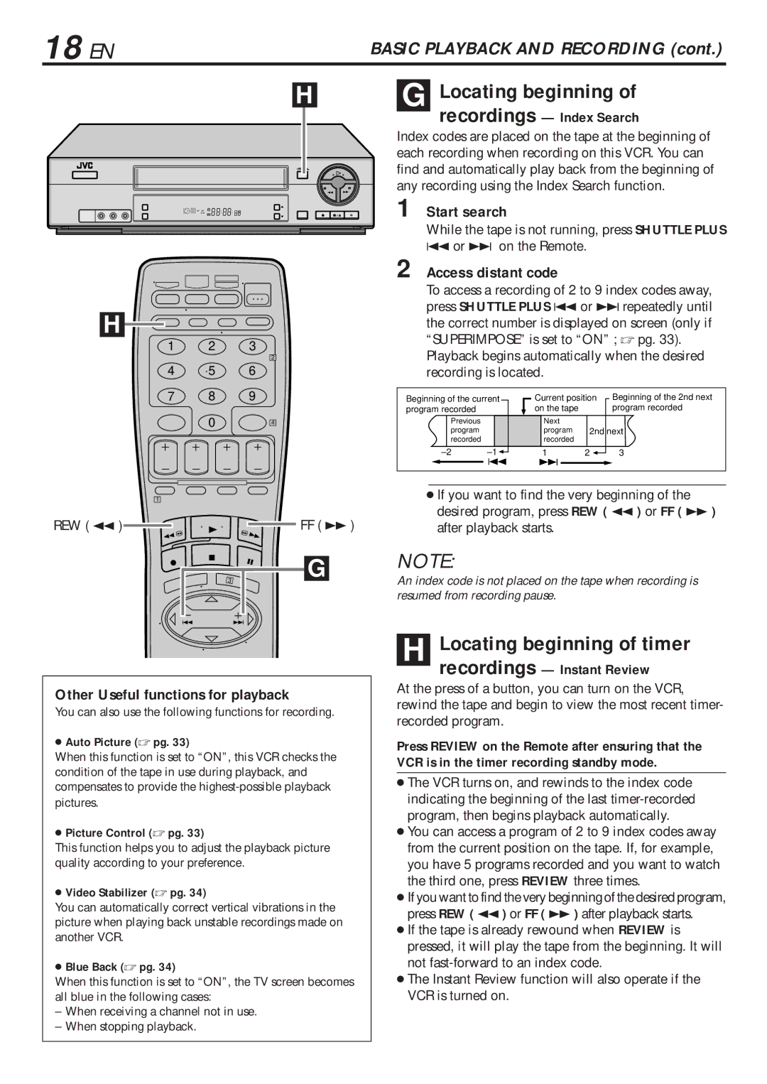 JVC HR-VP680U manual 18 EN, Locating beginning of timer, Start search, Access distant code 