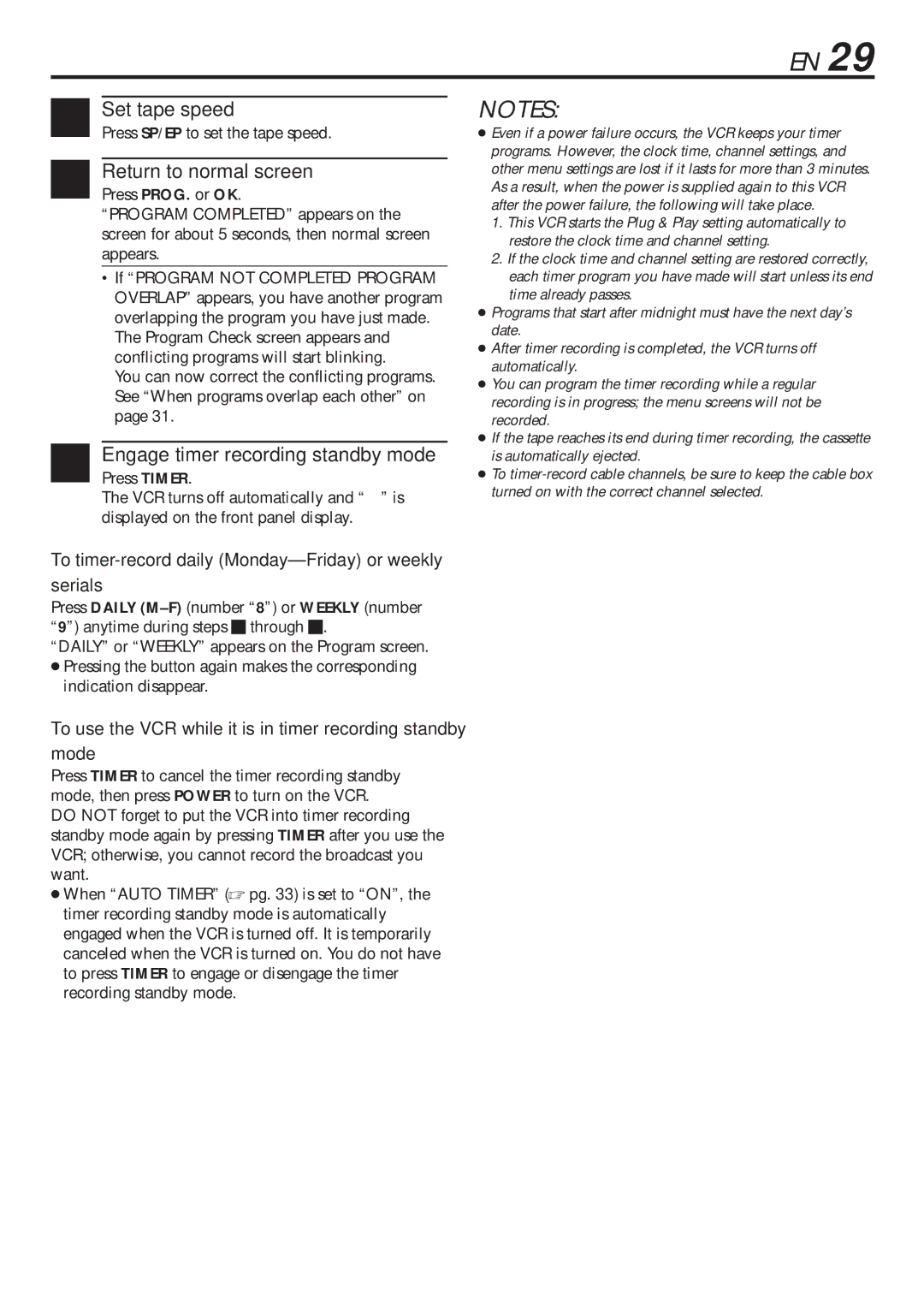 JVC HR-VP680U manual To timer-record daily Monday-Friday or weekly serials, Press SP/EP to set the tape speed 