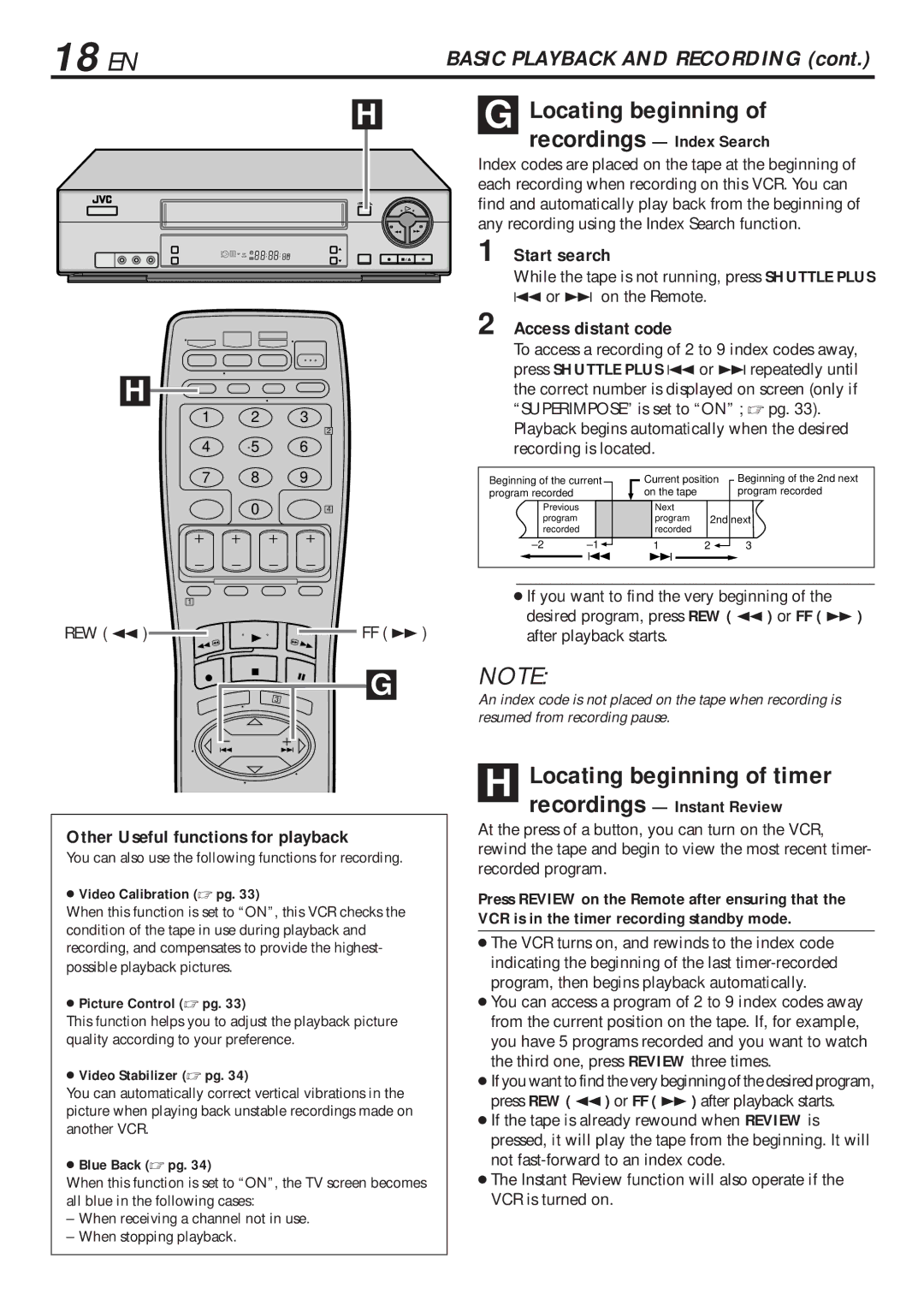 JVC HR-VP682U manual 18 EN, Locating beginning of timer, Start search, Access distant code 