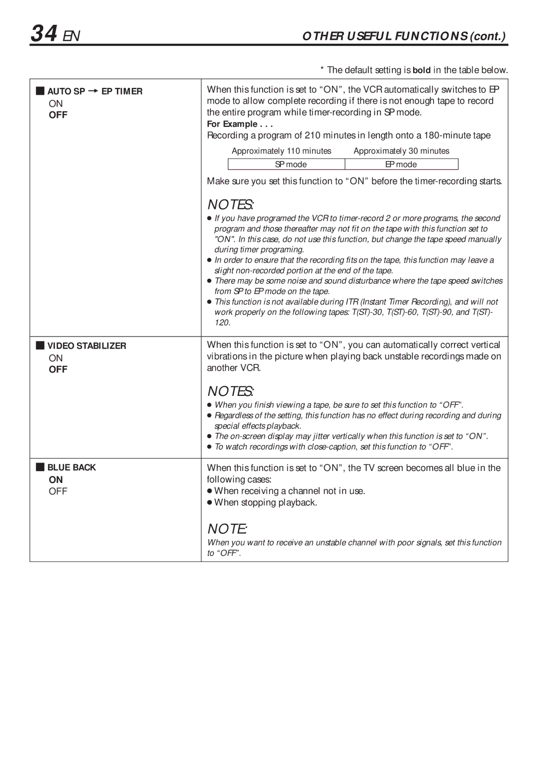 JVC HR-VP682U manual 34 EN, For Example 