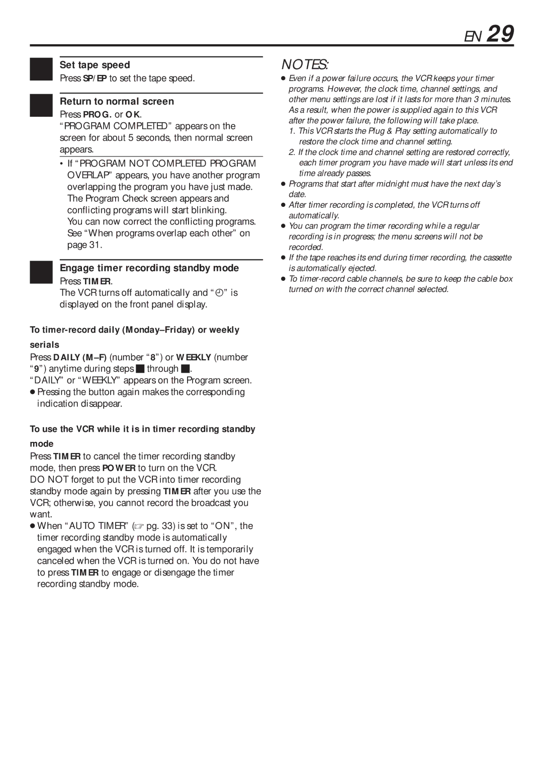 JVC HR-VP683U manual To timer-record daily Monday-Friday or weekly serials, Press SP/EP to set the tape speed 