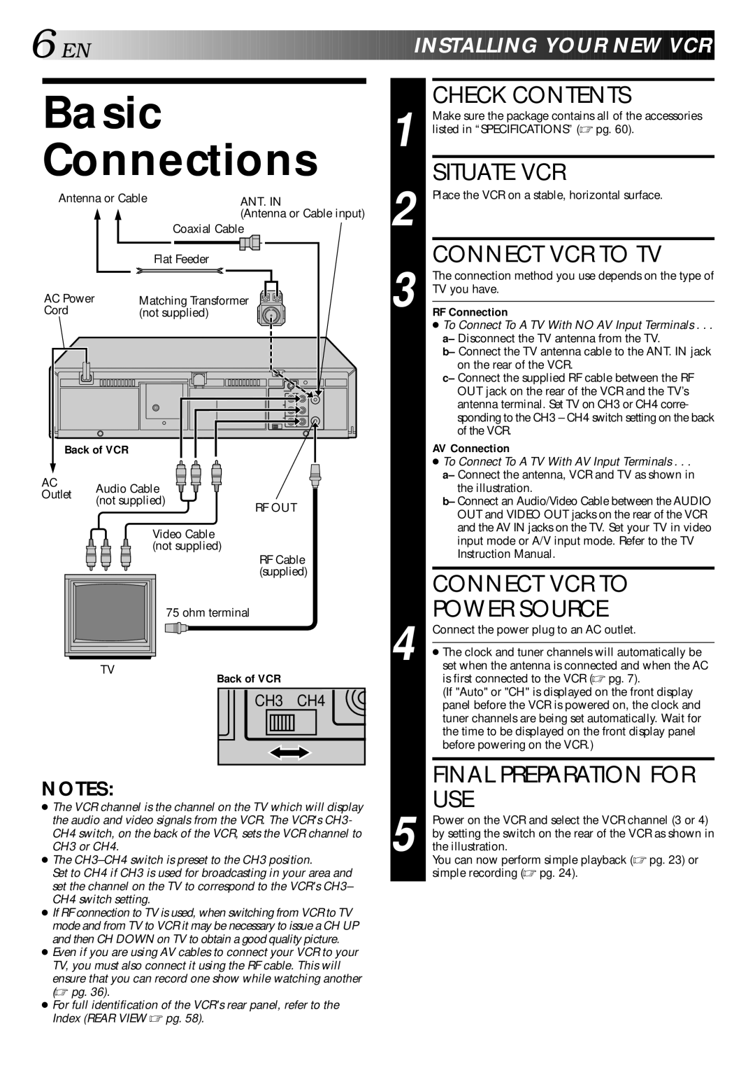 JVC HR-VP70U manual Basic Connections 