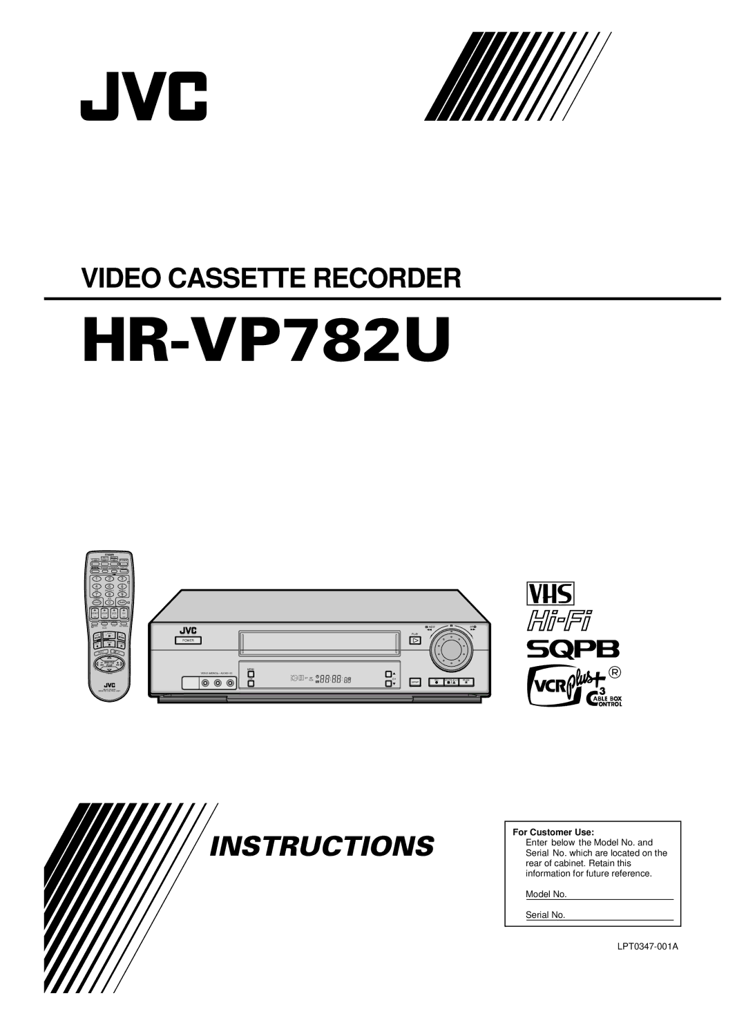 JVC HR-VP782U manual 