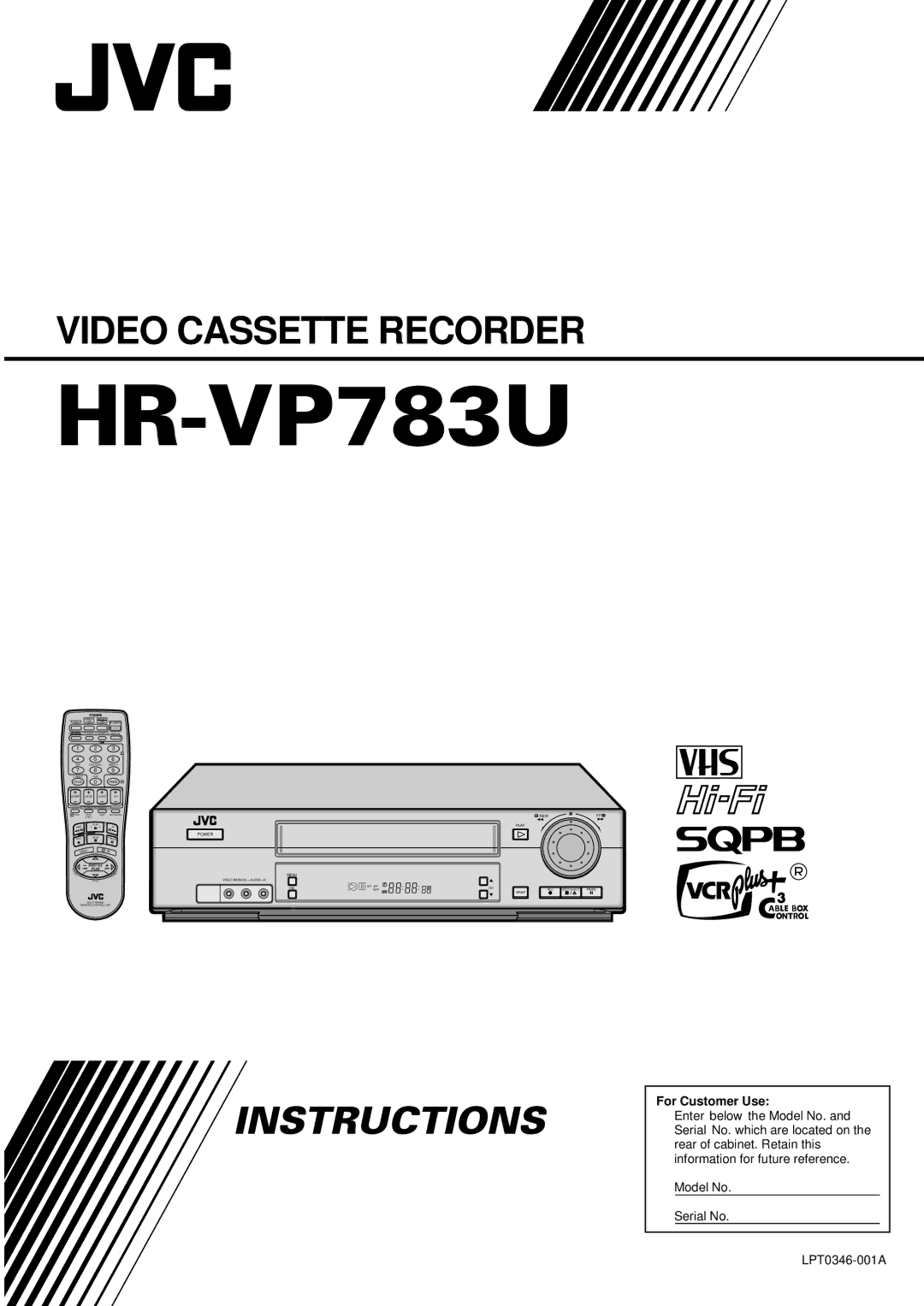 JVC HR-VP783U manual 