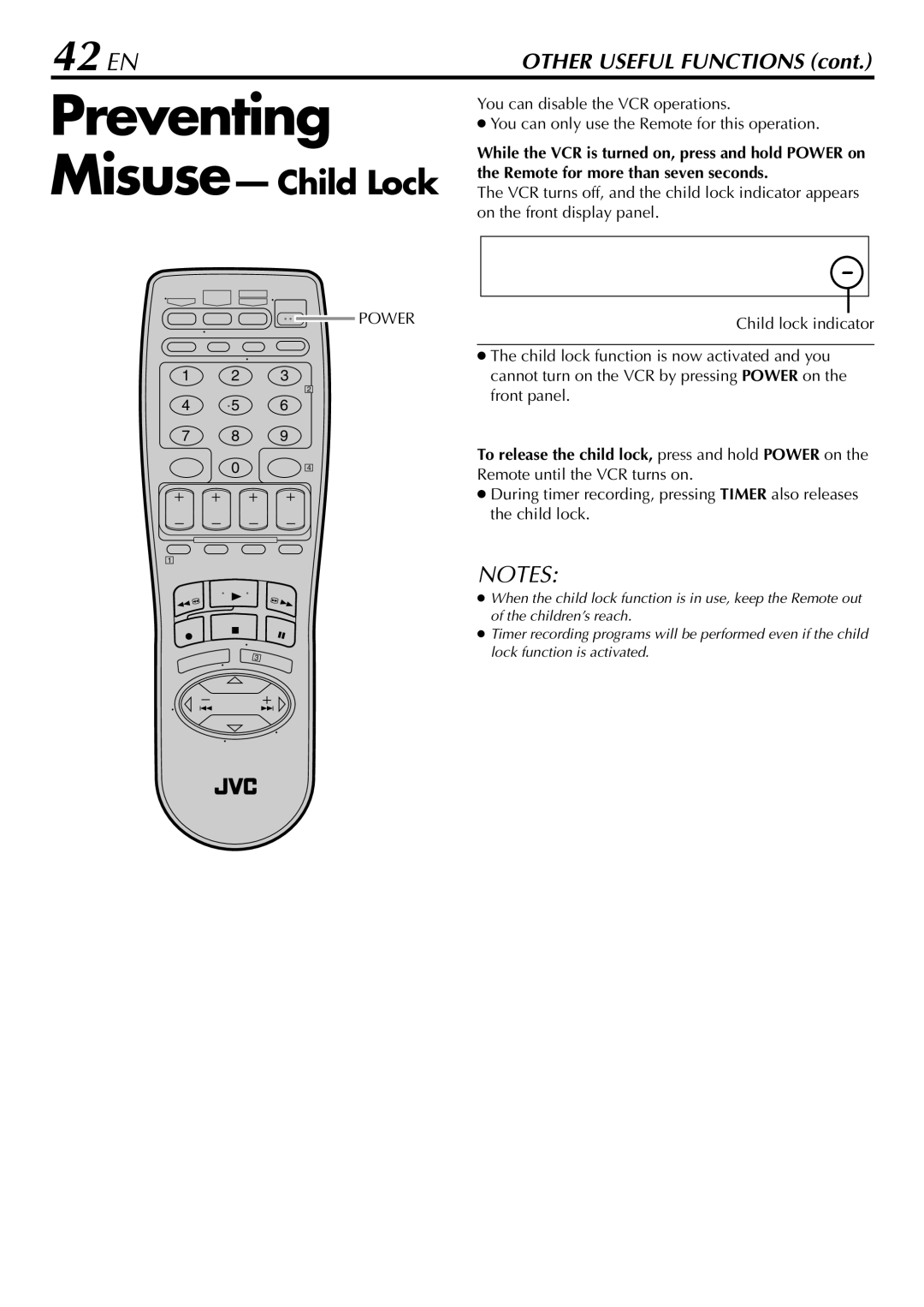 JVC HR-VP78U manual Preventing, 42 EN 