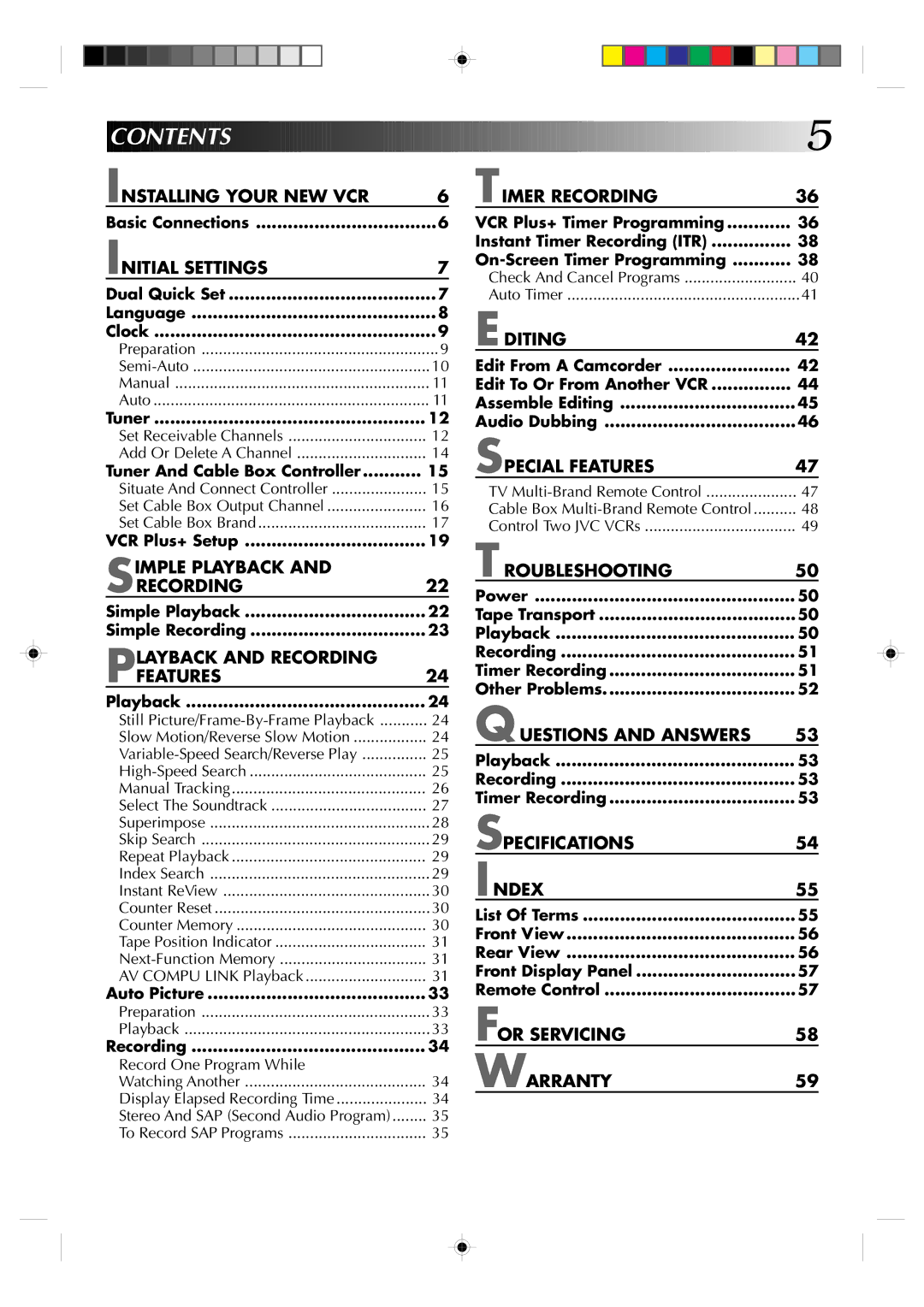 JVC HR-VP82U manual Contents 