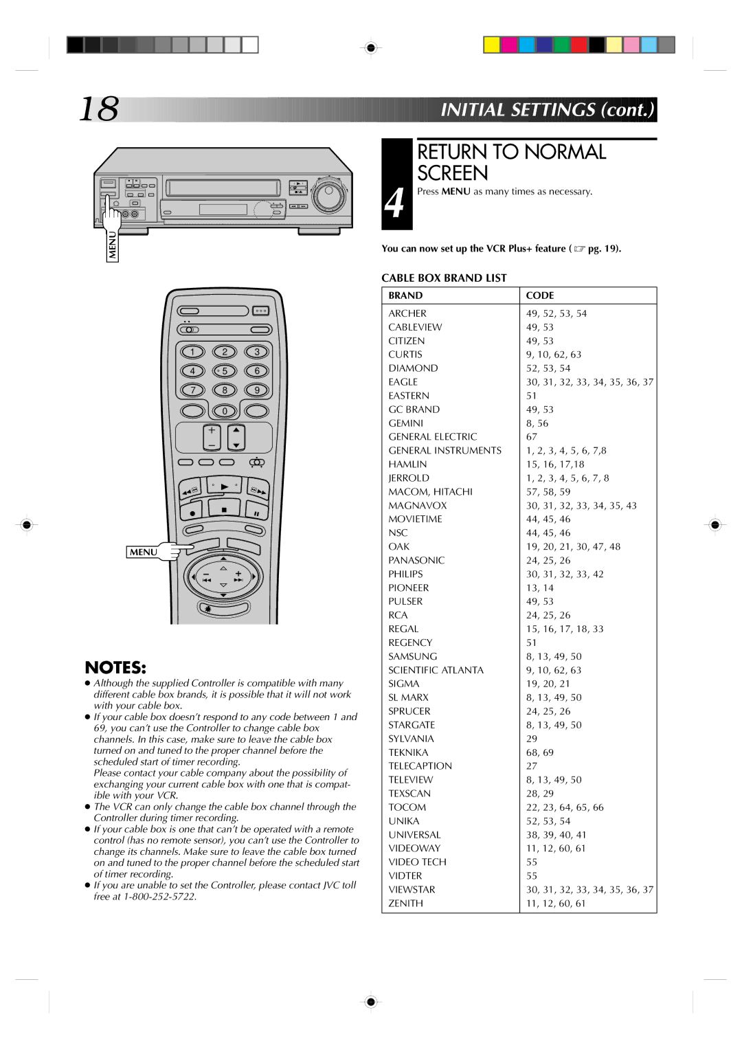 JVC HR-VP830U manual You can now set up the VCR Plus+ feature pg, Brand Code 