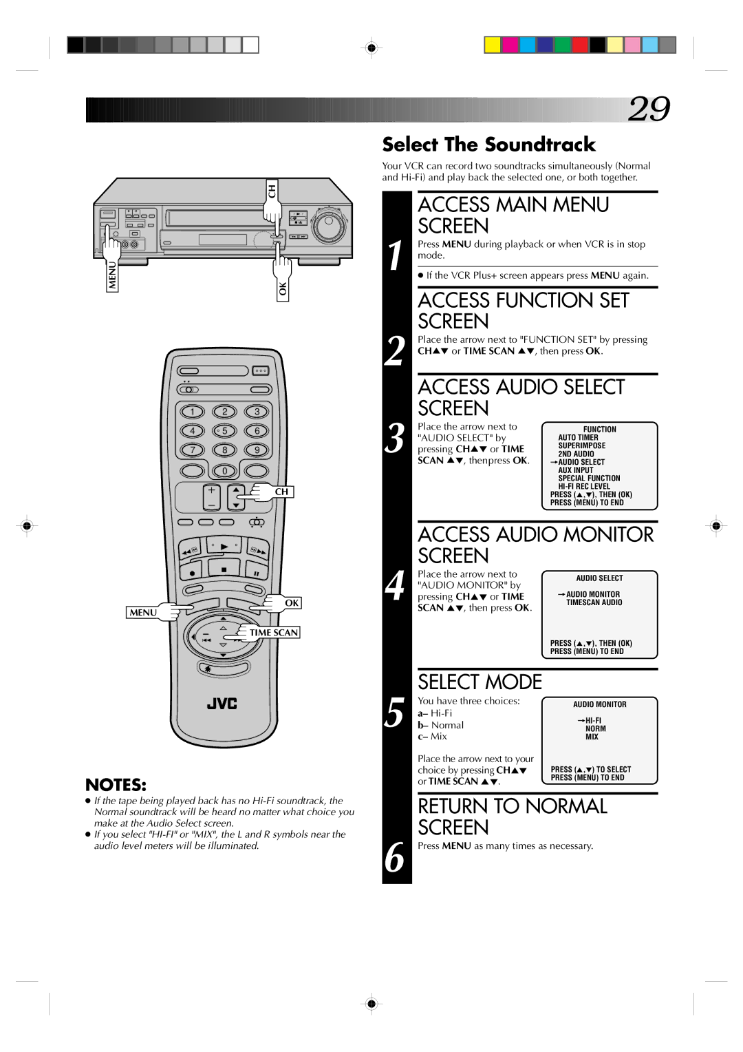 JVC HR-VP830U manual Select The Soundtrack 