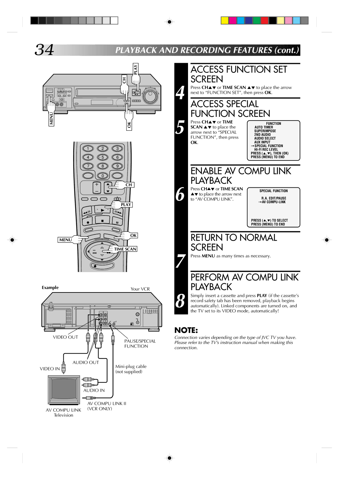 JVC HR-VP830U manual Access Function SET Screen 