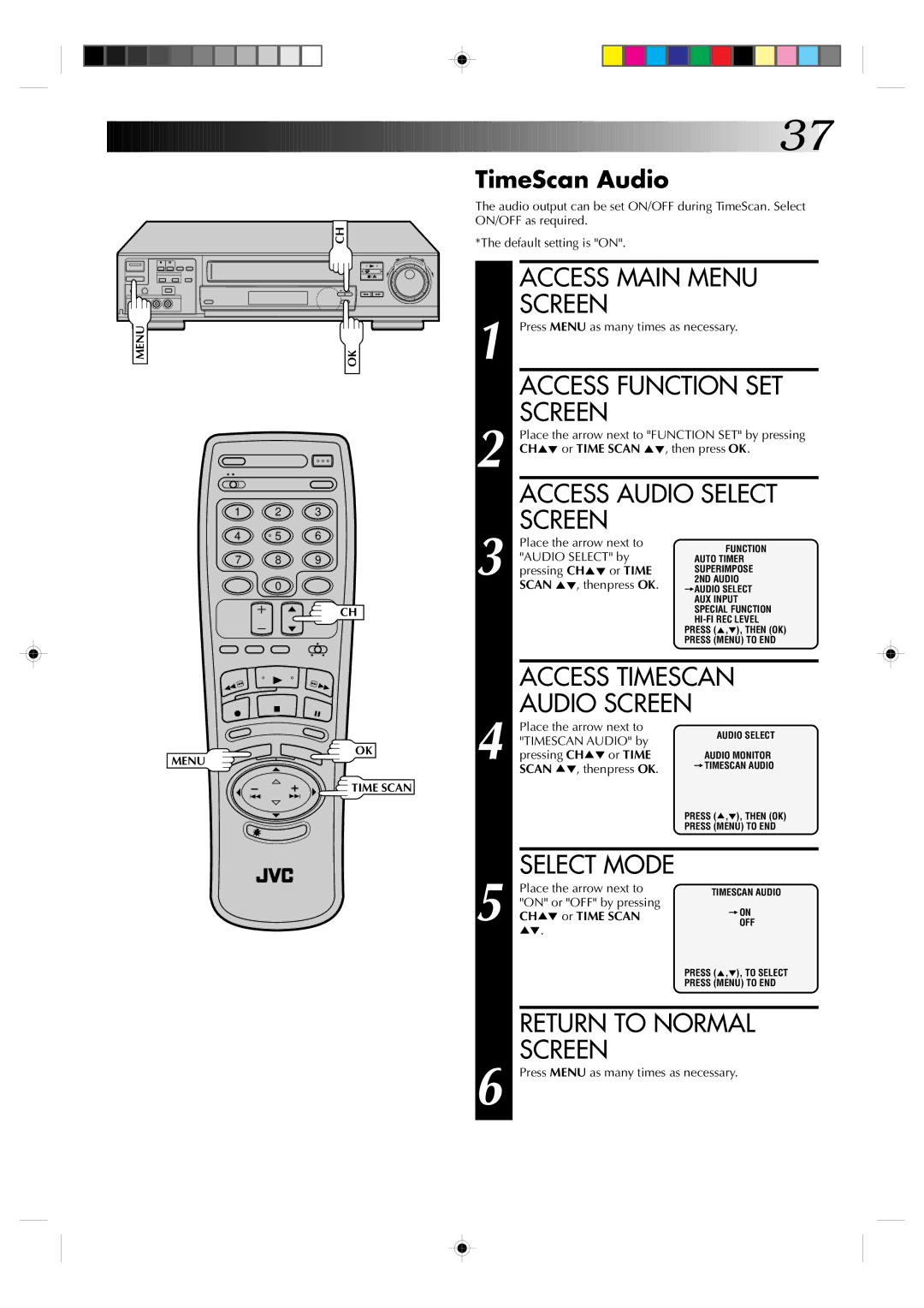 JVC HR-VP830U manual TimeScan Audio, Timescan Audio by, Or Time 