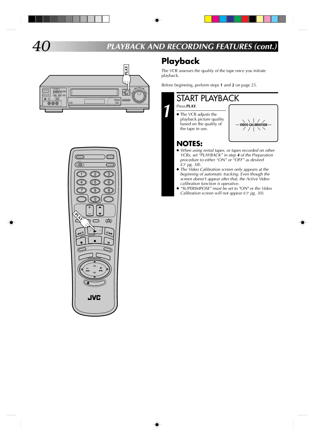 JVC HR-VP830U manual Playback, Tape in use 