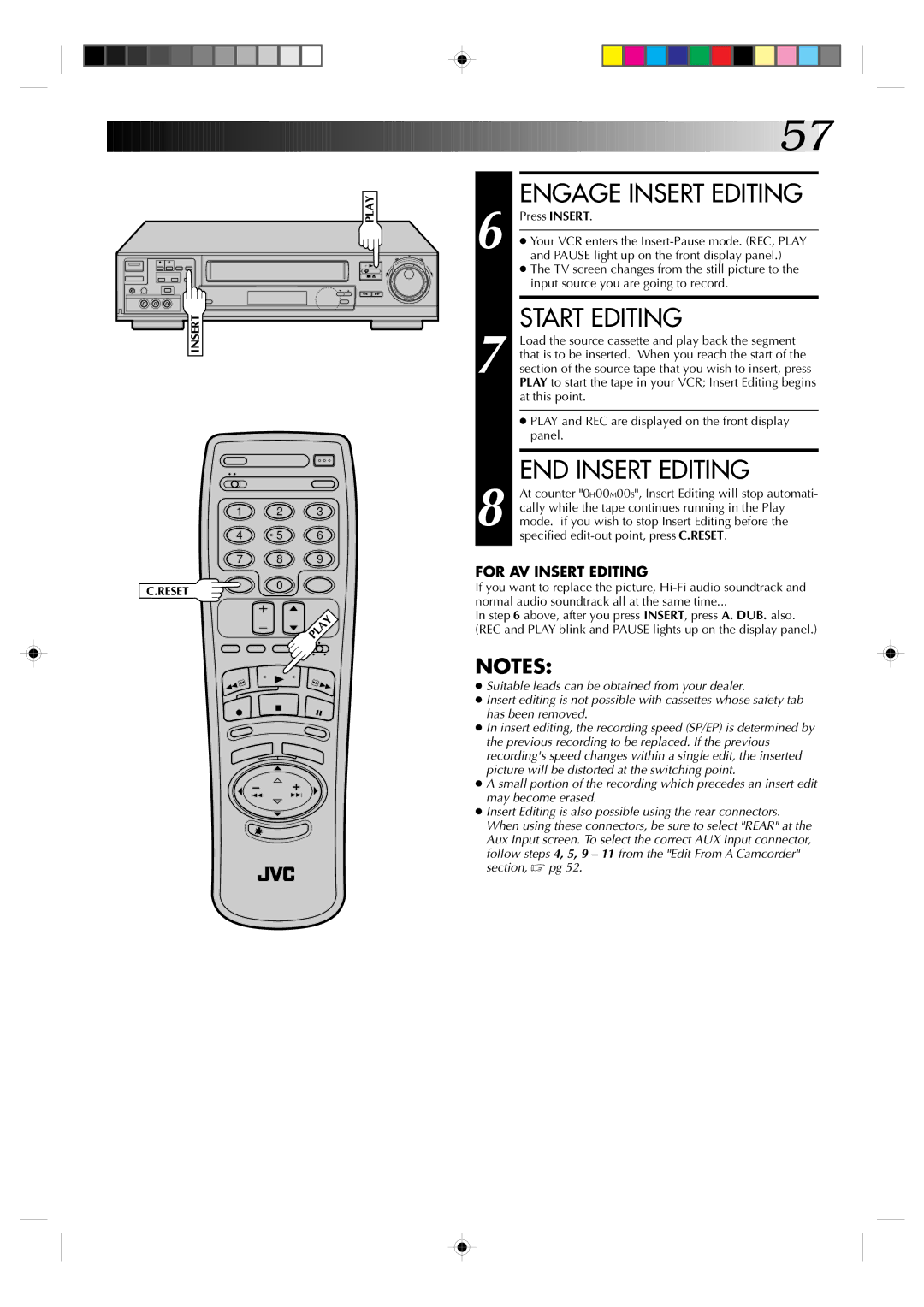 JVC HR-VP830U manual Engage Insert Editing, END Insert Editing 