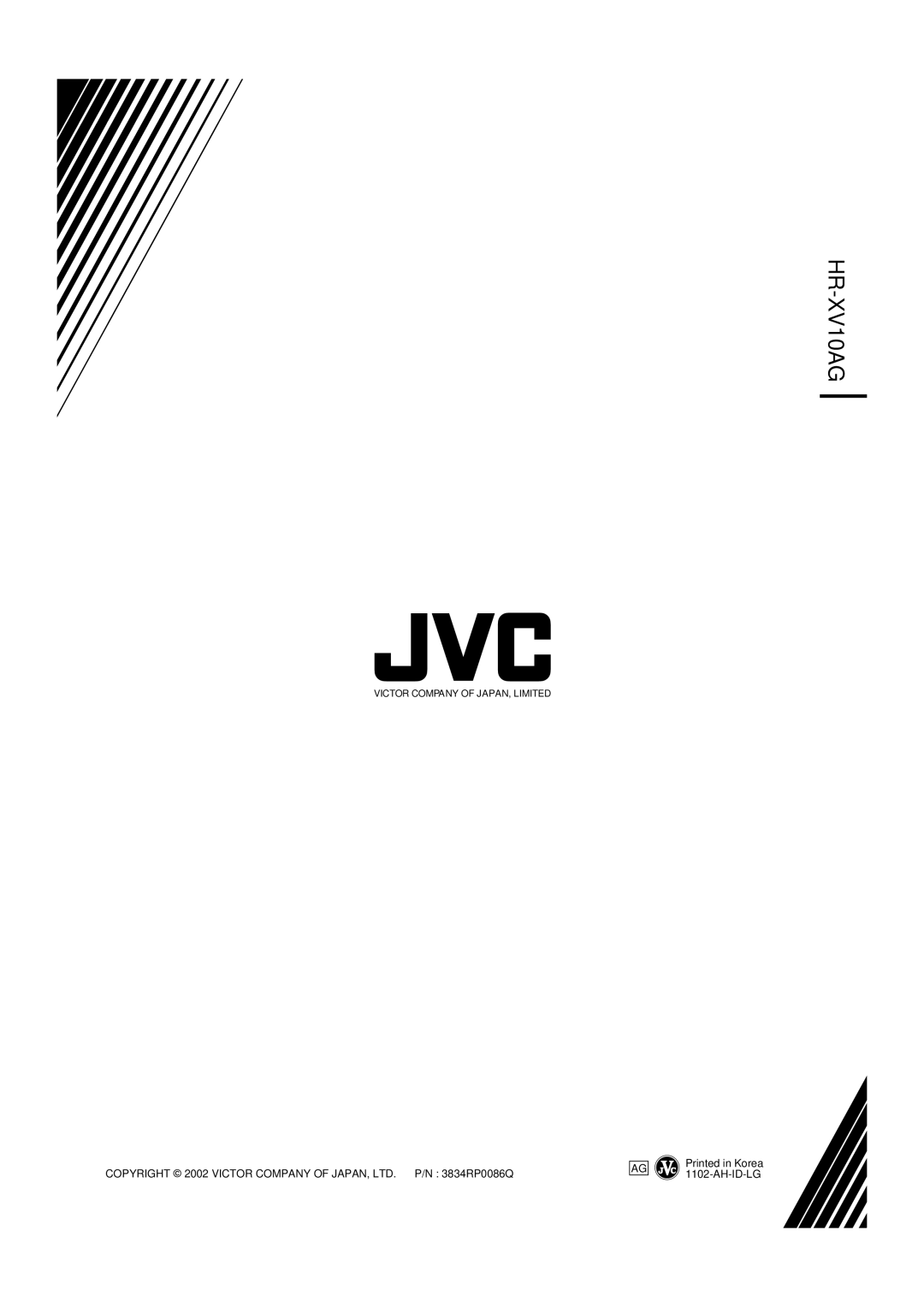 JVC HR-XV10AG manual 