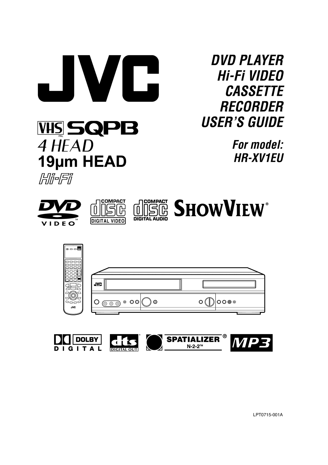 JVC HR-XV1EU manual Cassette Recorder USER’S Guide, Digital Video 