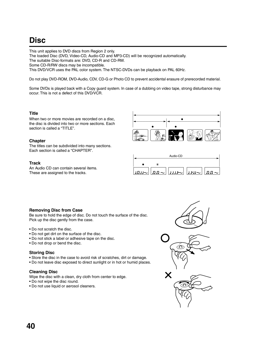 JVC HR-XV1EU manual Disc 