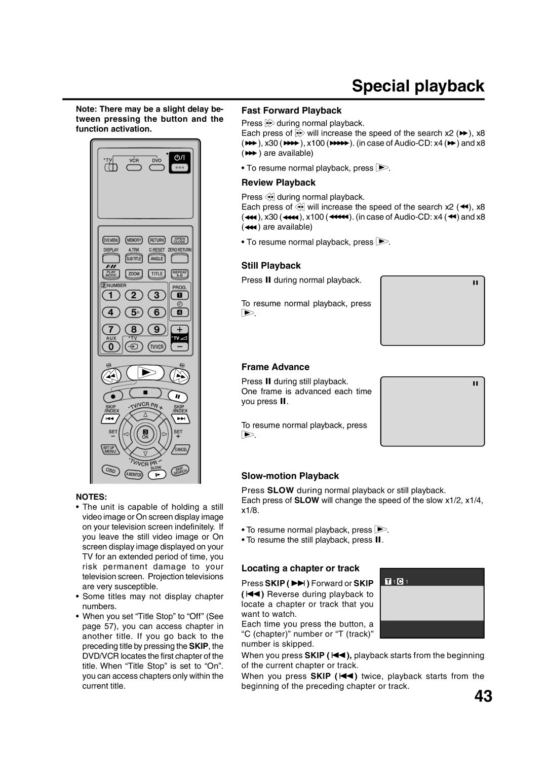 JVC HR-XV1EU manual Special playback 