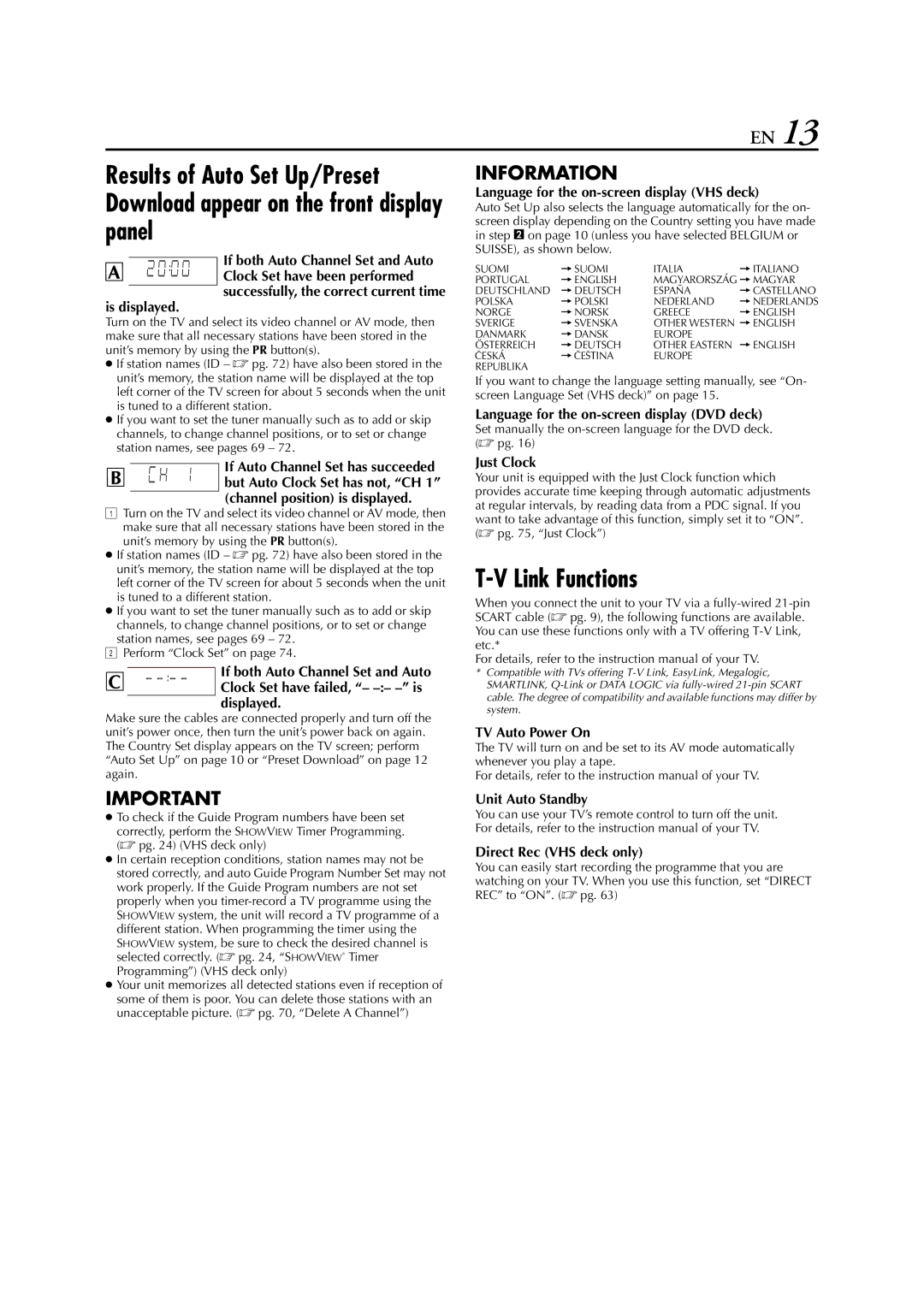 JVC HR-XV3E manual Link Functions 