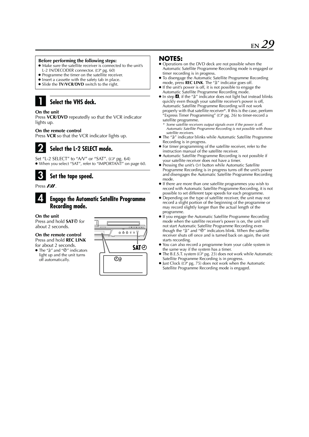 JVC HR-XV3E manual Select the L-2 Select mode, Recording mode, Before performing the following steps 