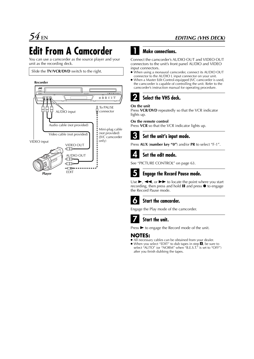 JVC HR-XV3E manual 54 EN 