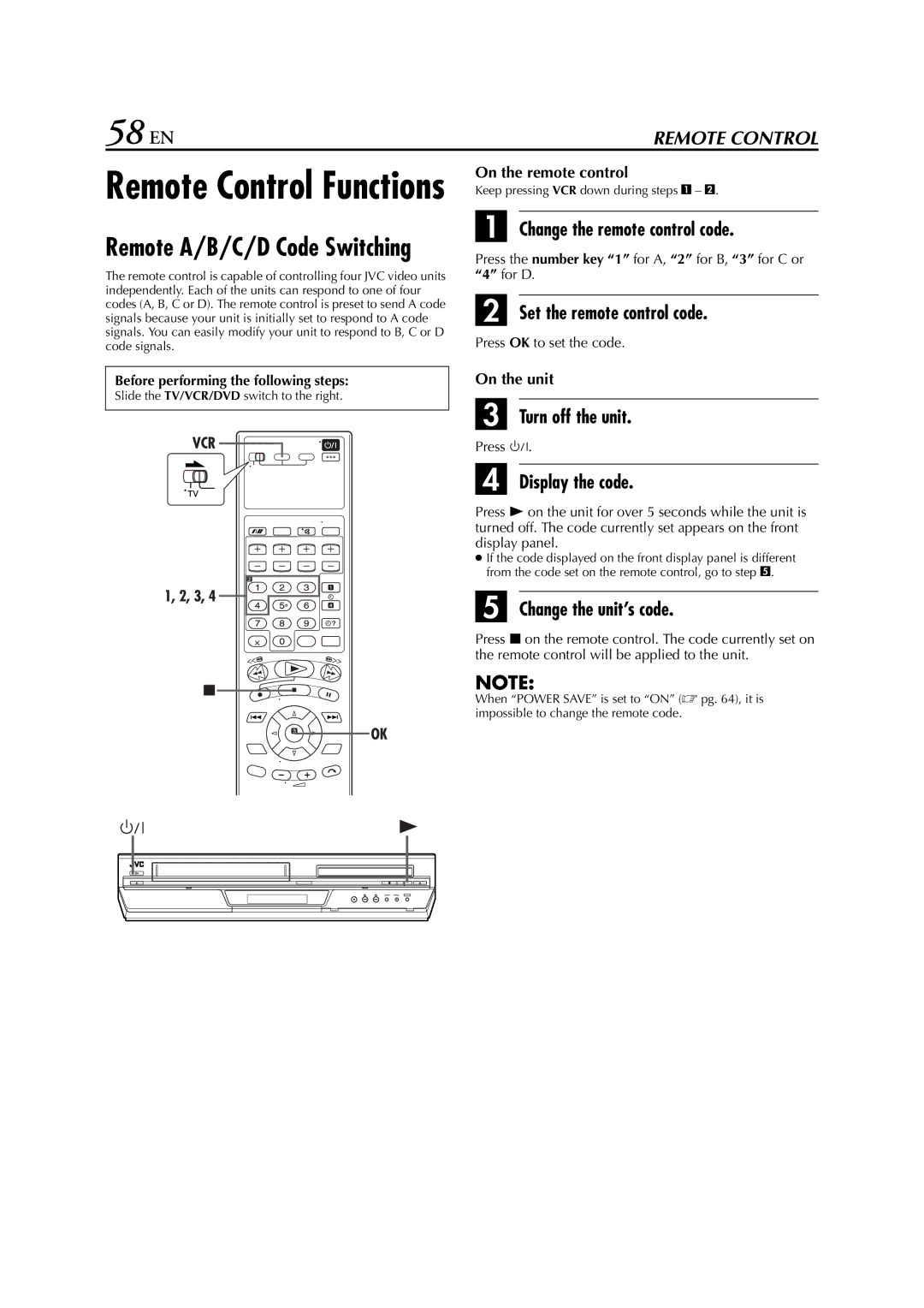 JVC HR-XV3E manual 58 EN 