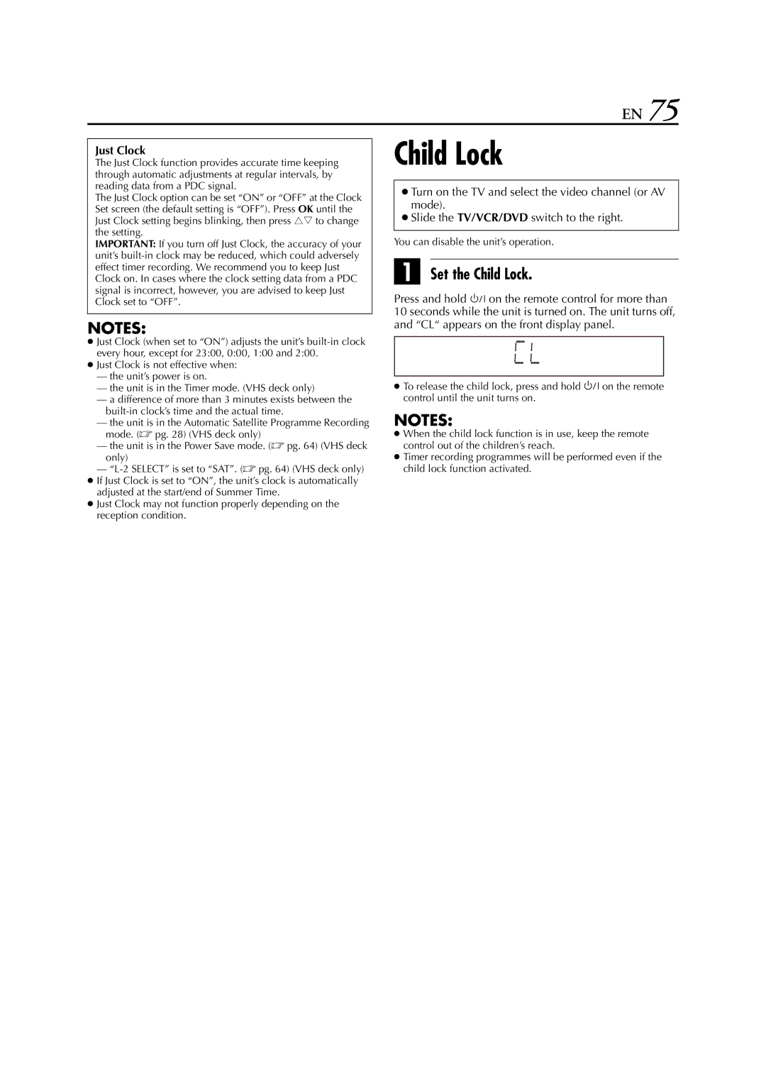 JVC HR-XV3E manual Set the Child Lock, You can disable the unit’s operation 