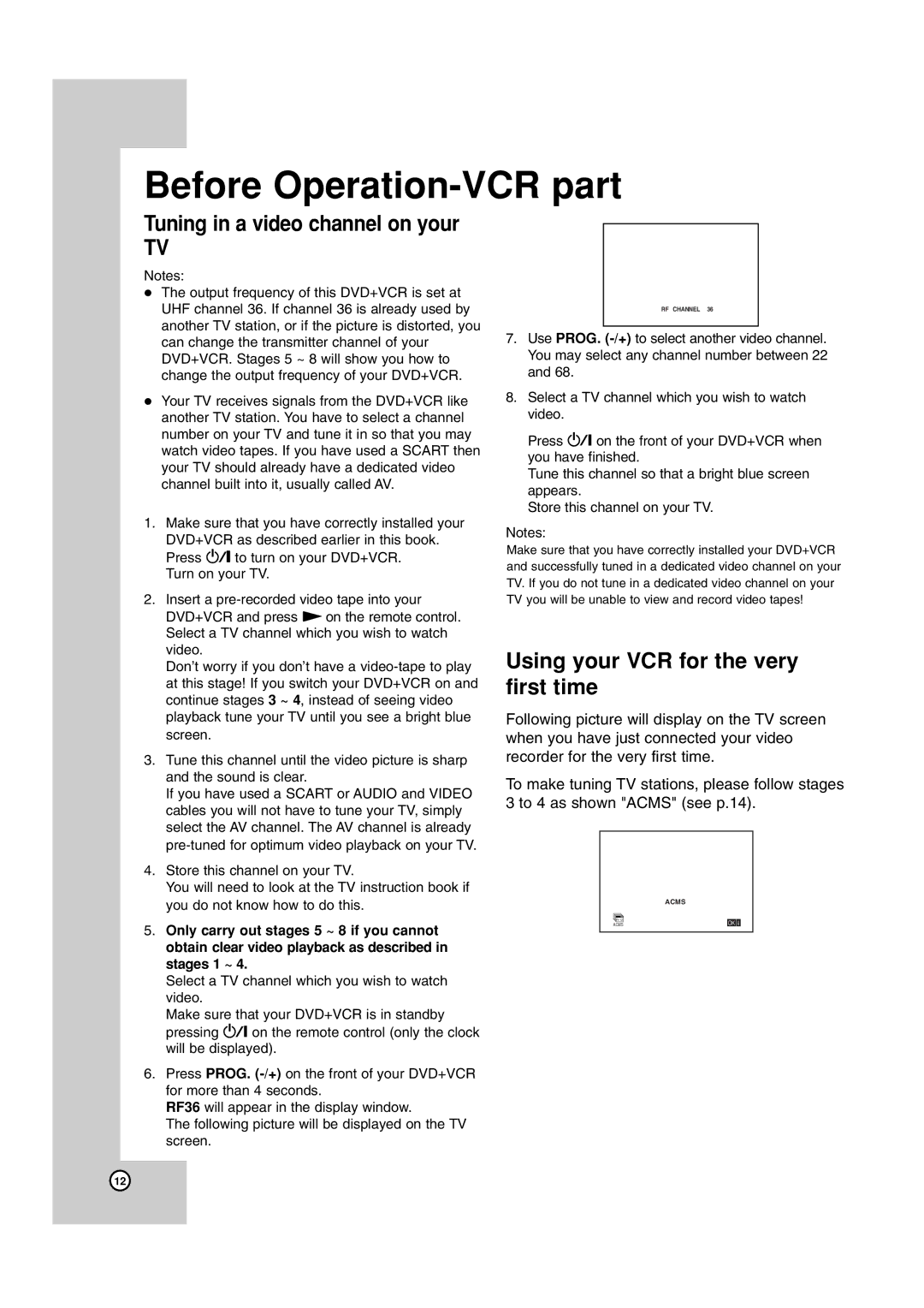 JVC HR-XV45SEK, 3834RV0038A manual Before Operation-VCR part, Using your VCR for the very first time 