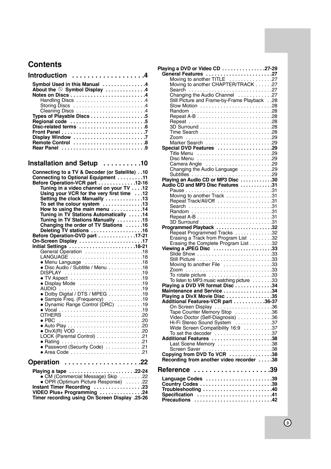 JVC 3834RV0038A, HR-XV45SEK manual Contents 