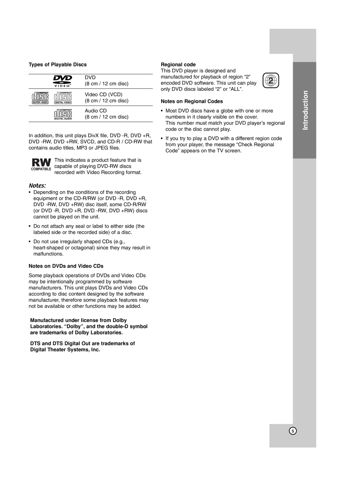 JVC 3834RV0038A, HR-XV45SEK manual Types of Playable Discs, Dvd 