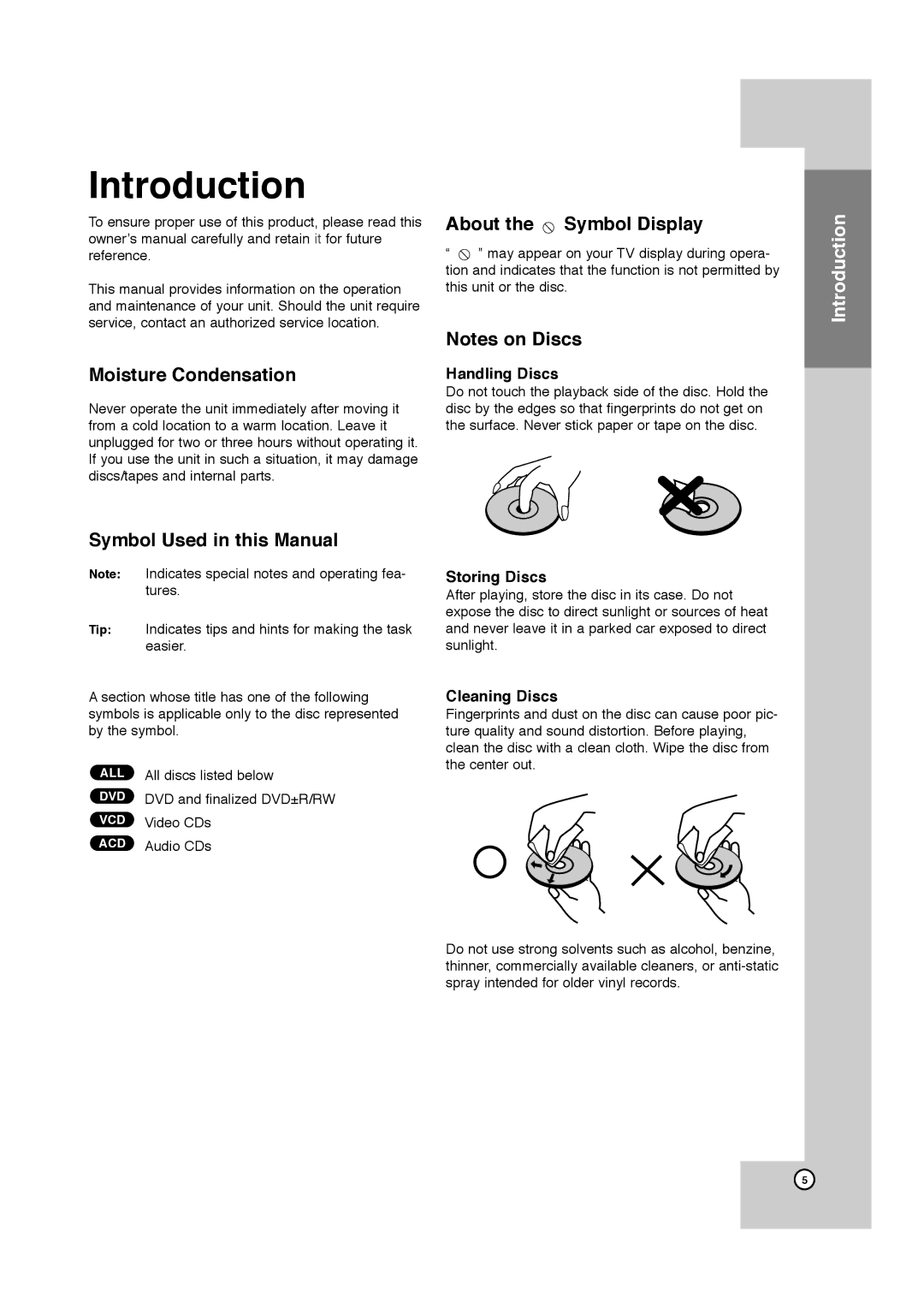 JVC HR-XVC11B manual Moisture Condensation, About the Symbol Display, Symbol Used in this Manual 