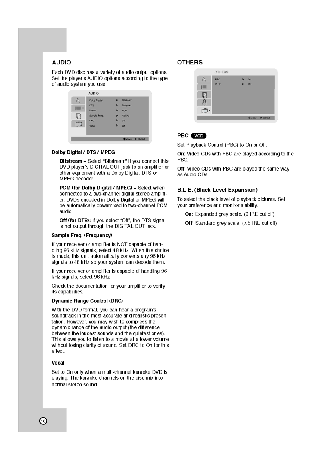 JVC HR-XVC11BJ E. Black Level Expansion, Dolby Digital / DTS / Mpeg, Sample Freq. Frequency, Dynamic Range Control DRC 