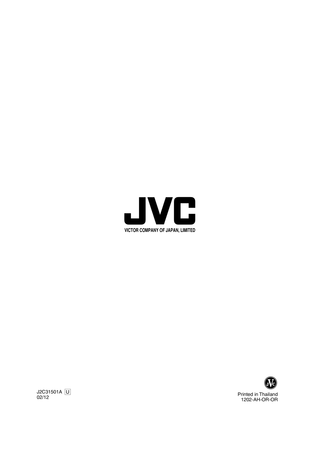 JVC HR-XVC15U manual J2C31501A U 02/12 