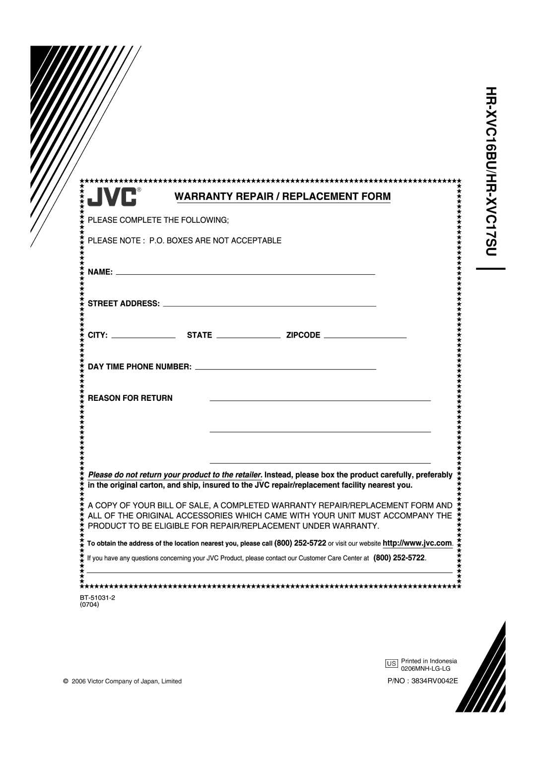 JVC manual HR-XVC16BU/HR-XVC17SU 