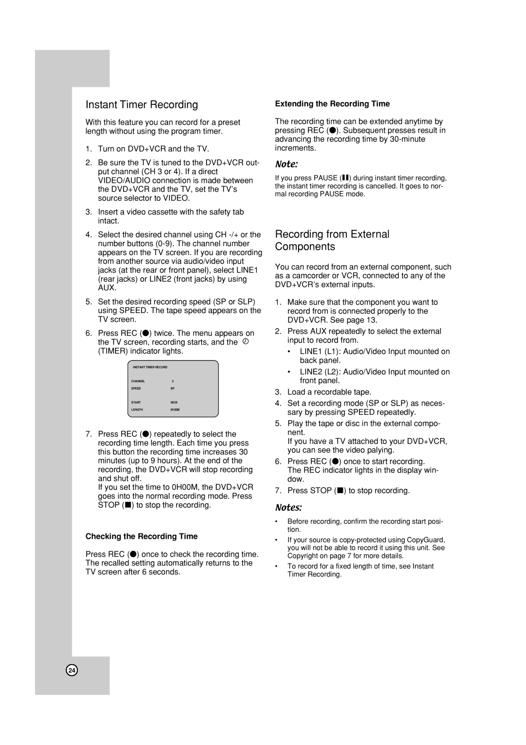 JVC HR-XVC19BUS manual Checking the Recording Time, Extending the Recording Time 