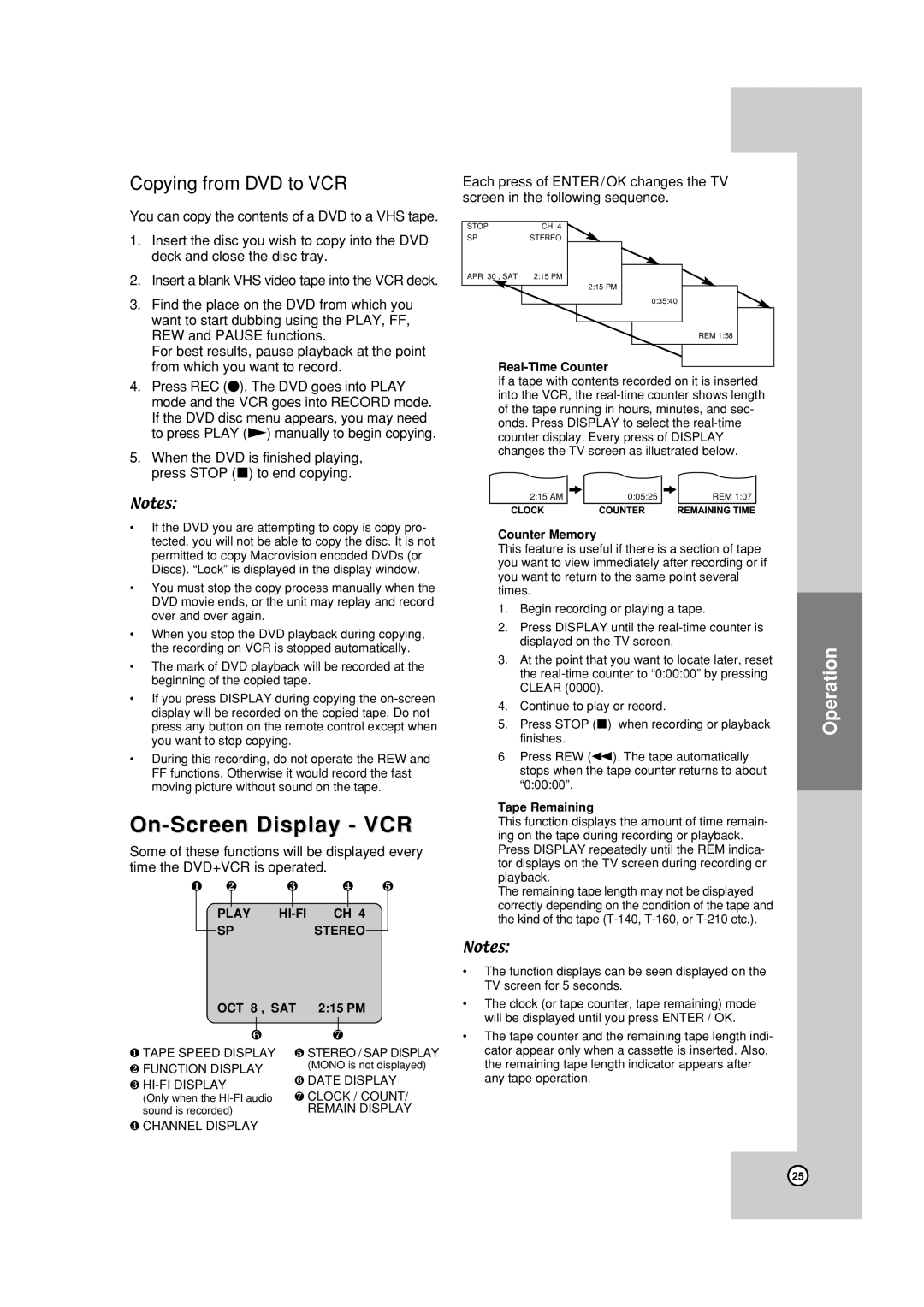 JVC HR-XVC19BUS manual On-Screen Display VCR, Copying from DVD to VCR 