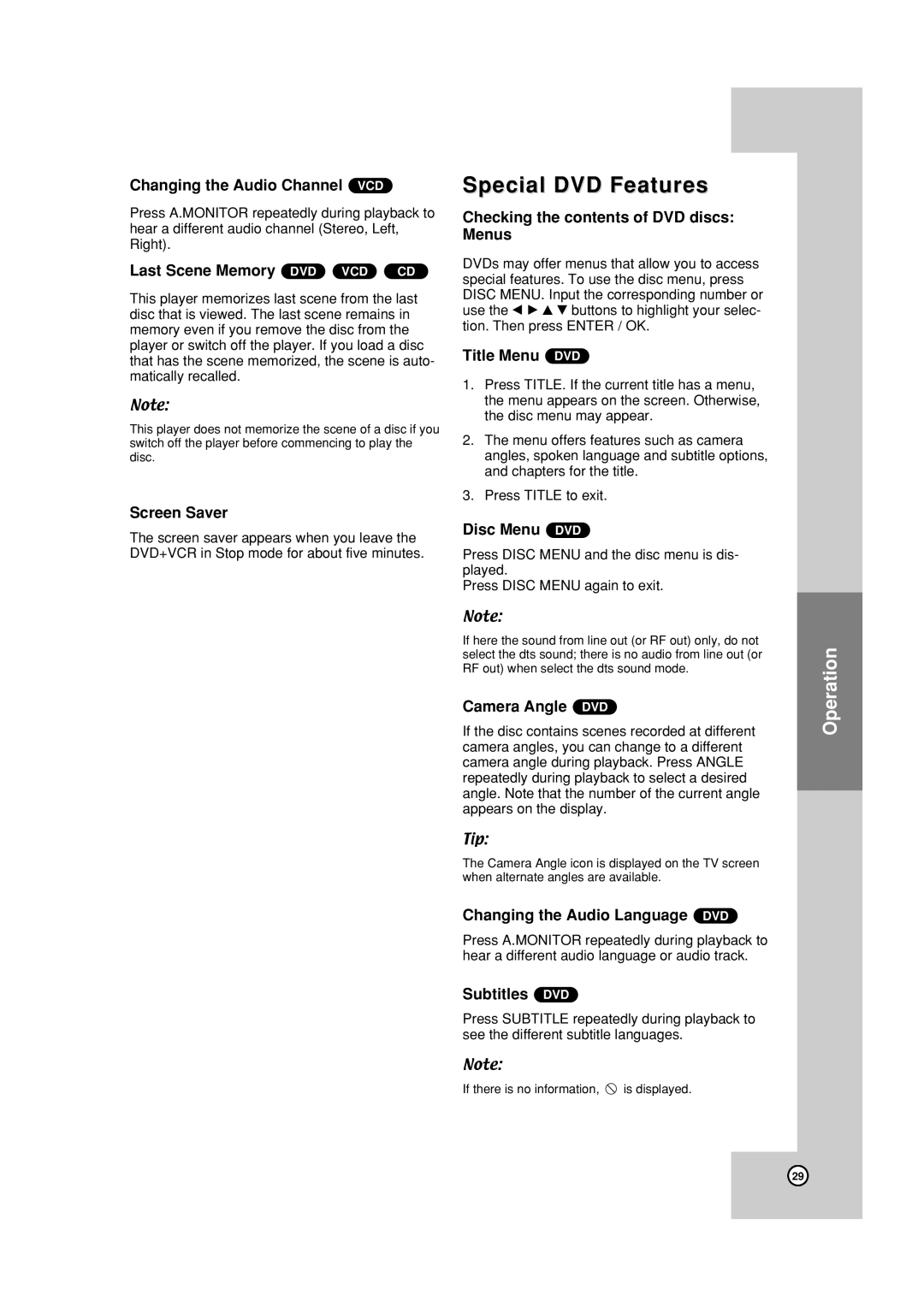 JVC HR-XVC19BUS manual Special DVD Features 