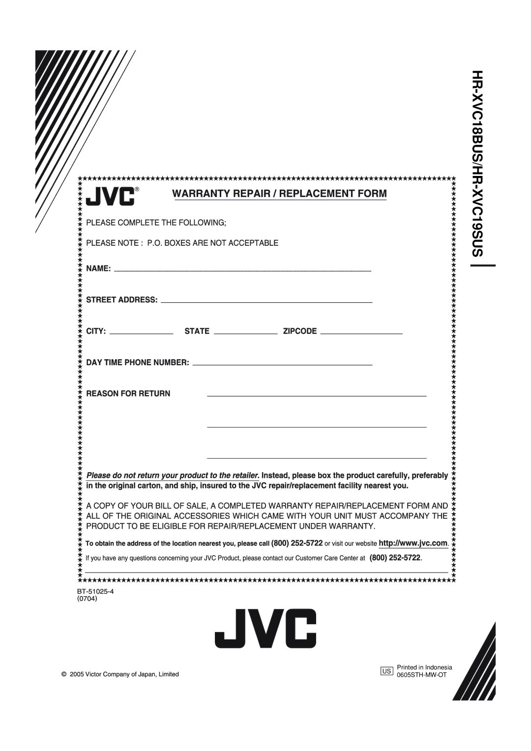 JVC manual HR-XVC18BUS/HR-XVC19SUS 