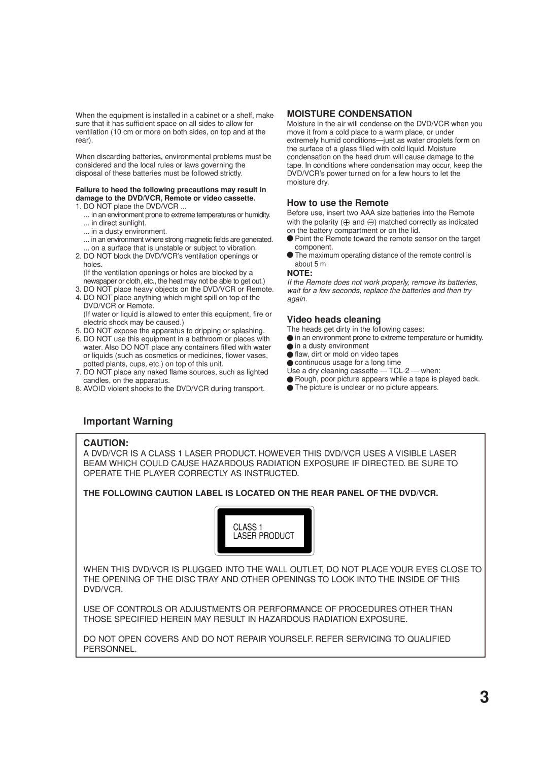 JVC HR-XVC1UJ manual How to use the Remote, Video heads cleaning 