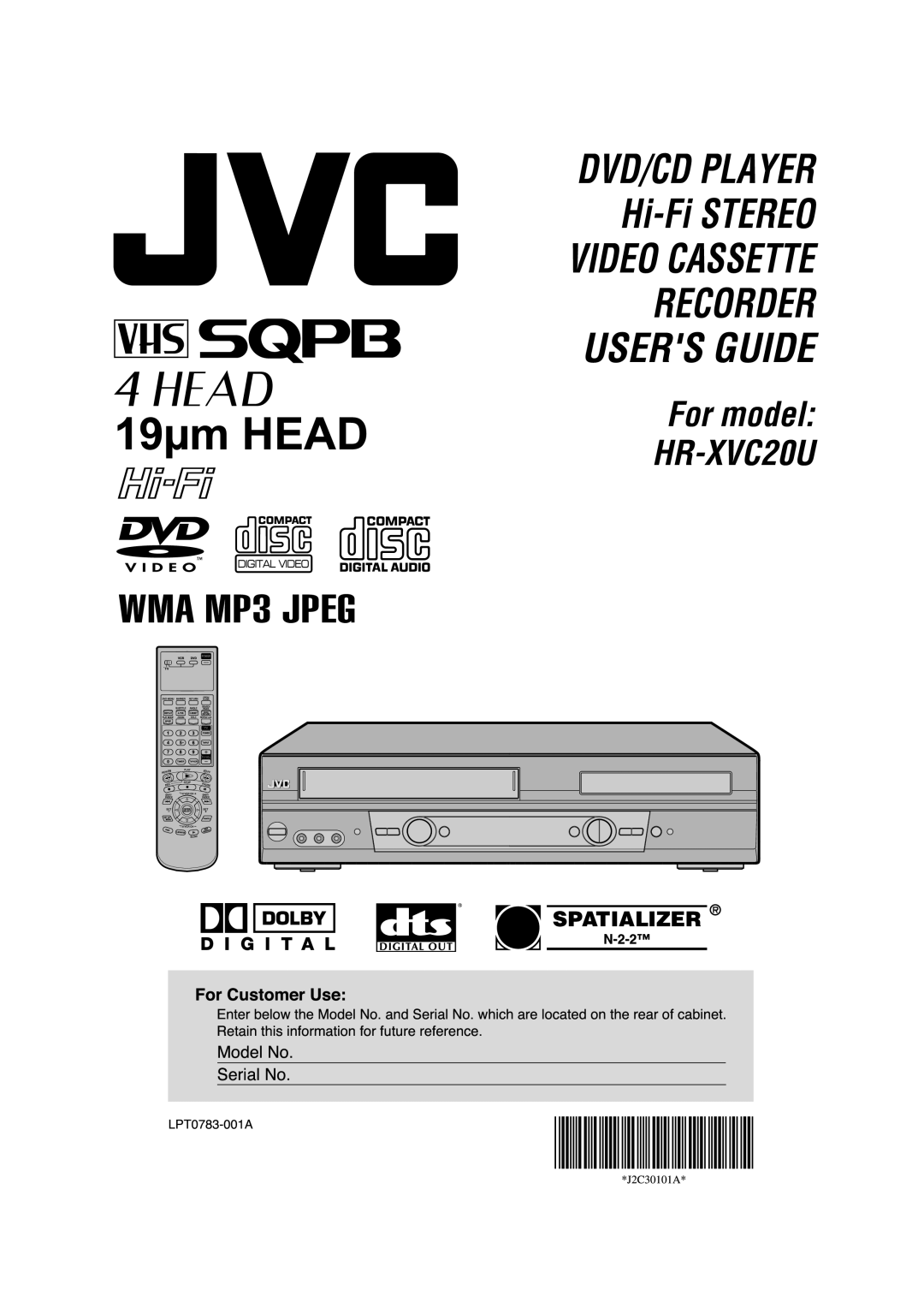 JVC HR-XVC20U manual 