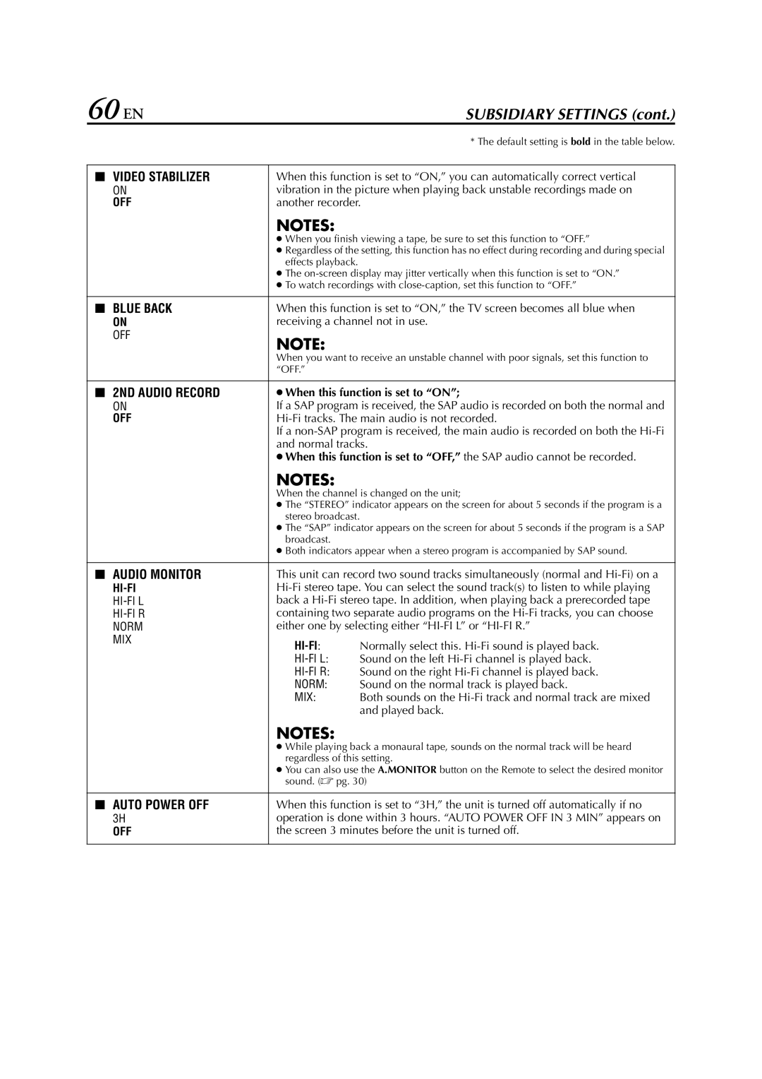 JVC HR-XVC24S manual 60 EN, When this function is set to on 