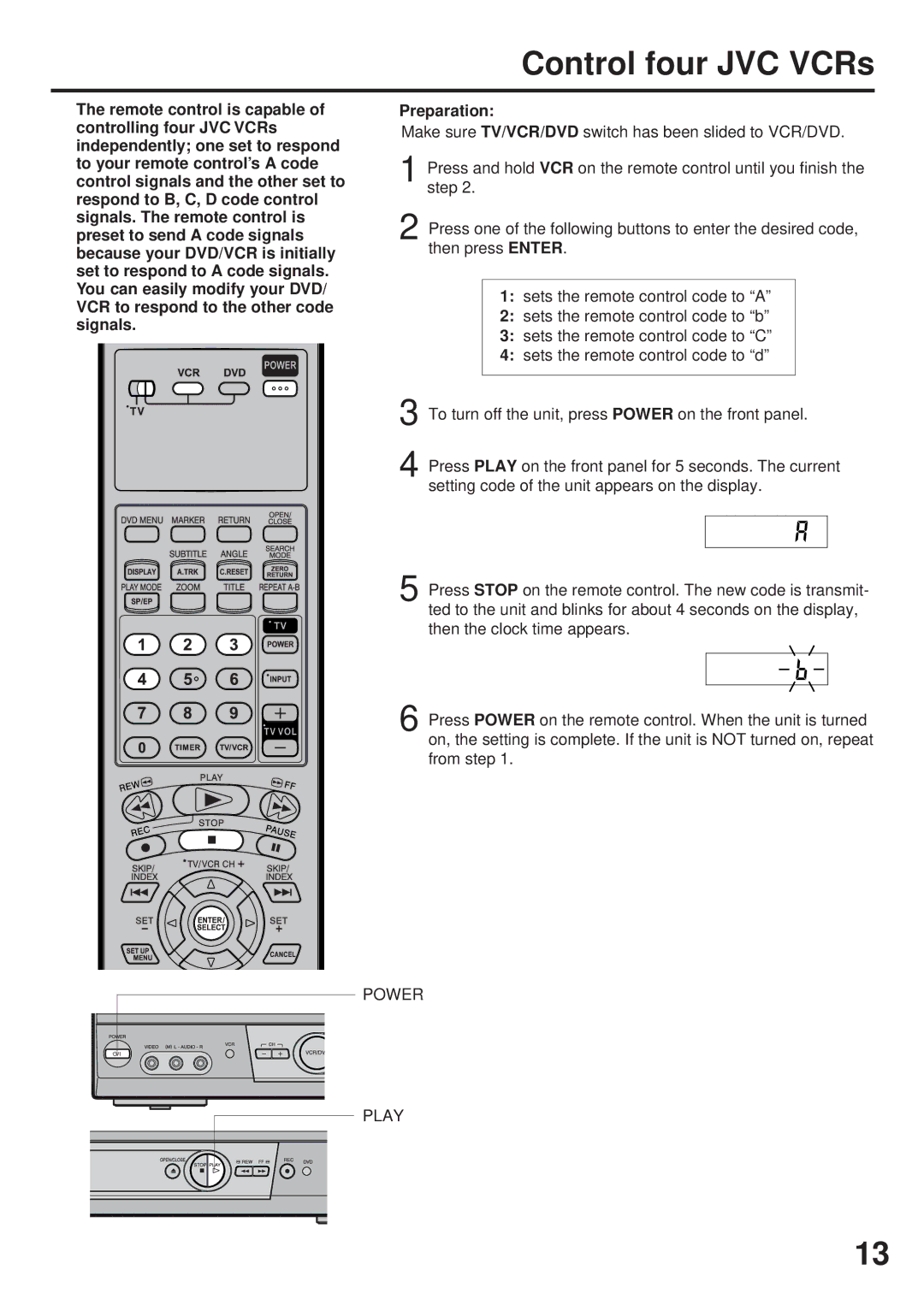 JVC HR-XVC25U manual Control four JVC VCRs, Power Play 