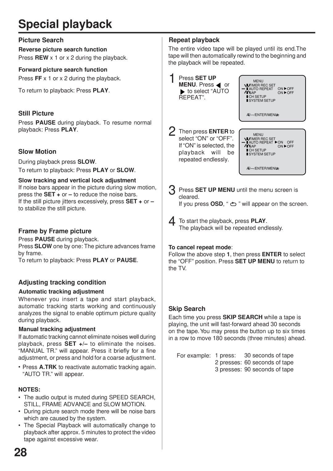 JVC HR-XVC25U manual Special playback 