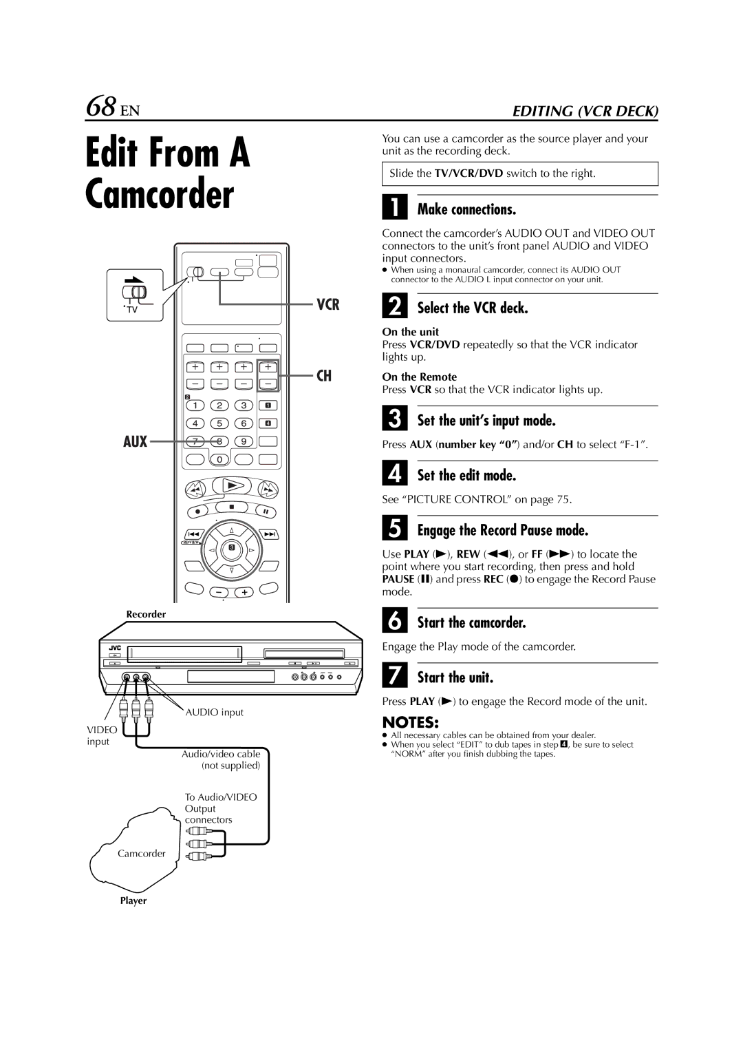 JVC HR-XVC26U manual 68 EN 