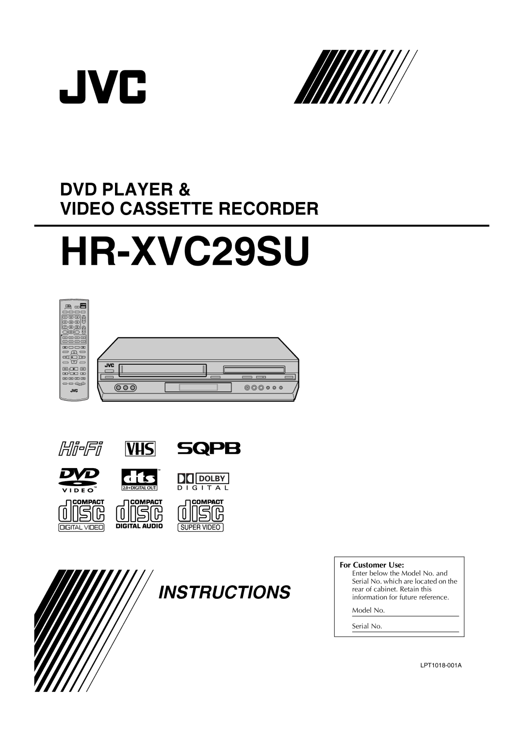 JVC HR-XVC29SU manual For Customer Use 