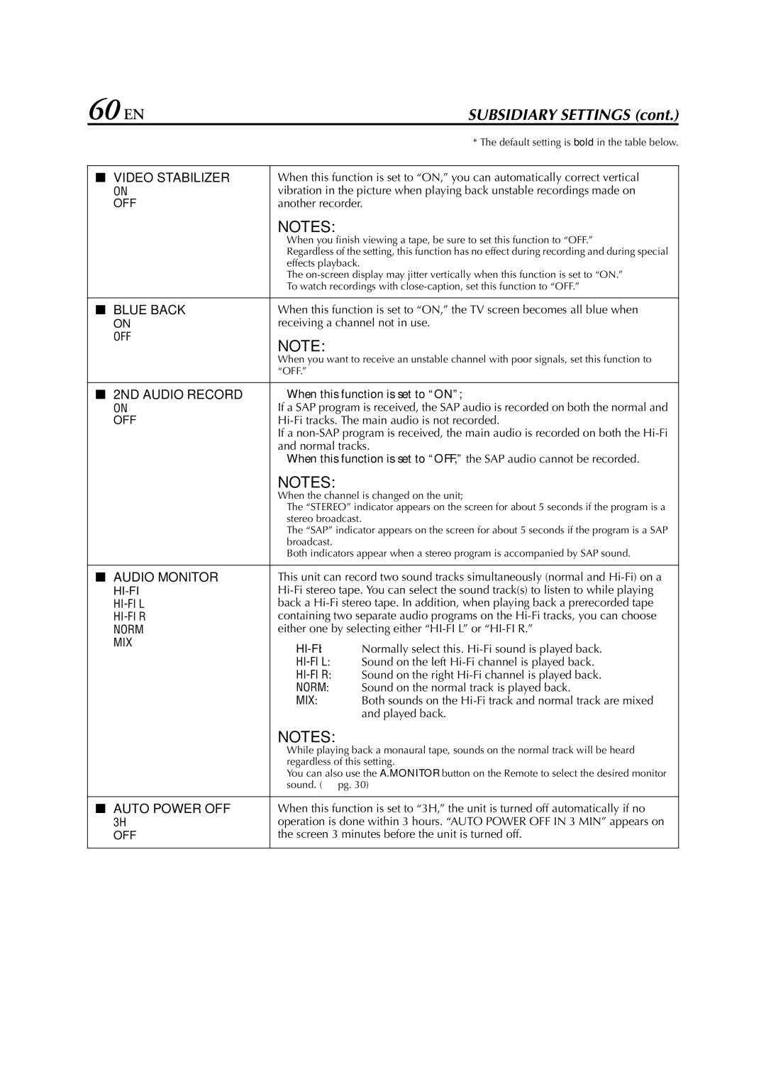 JVC HR-XVC29SU manual 60 EN, When this function is set to on 