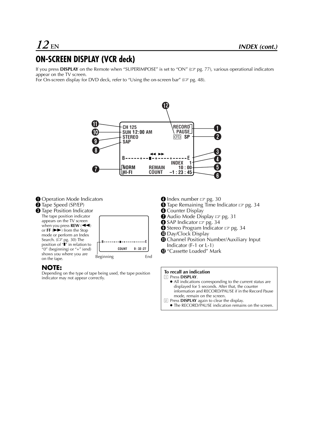 JVC HR-XVC33U manual Beginning 