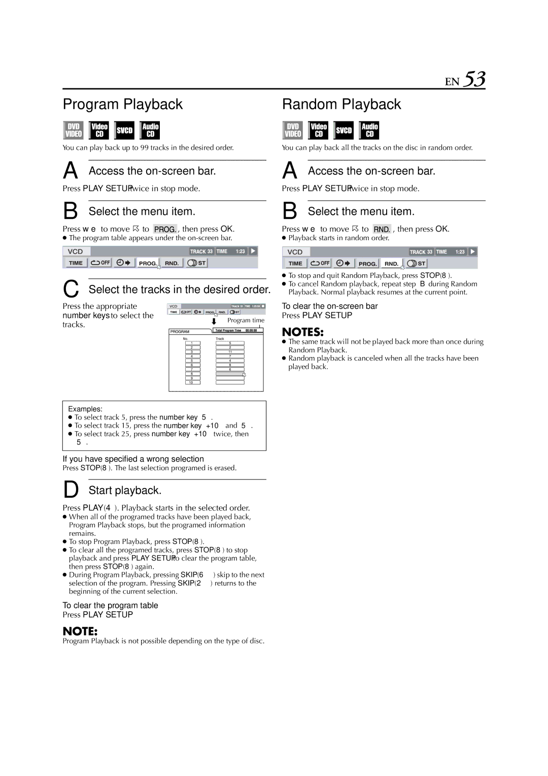 JVC HR-XVC33U manual Program Playback 