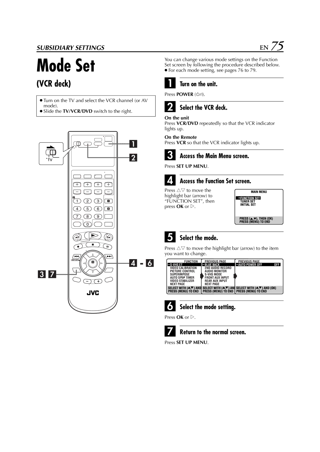 JVC HR-XVC33U manual Vhs Et 