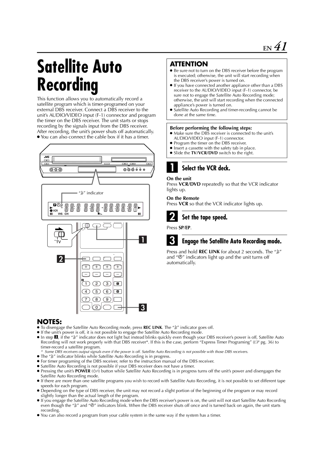 JVC HR-XVC33U manual Satellite Auto Recording, You can also connect the cable box if it has a timer 