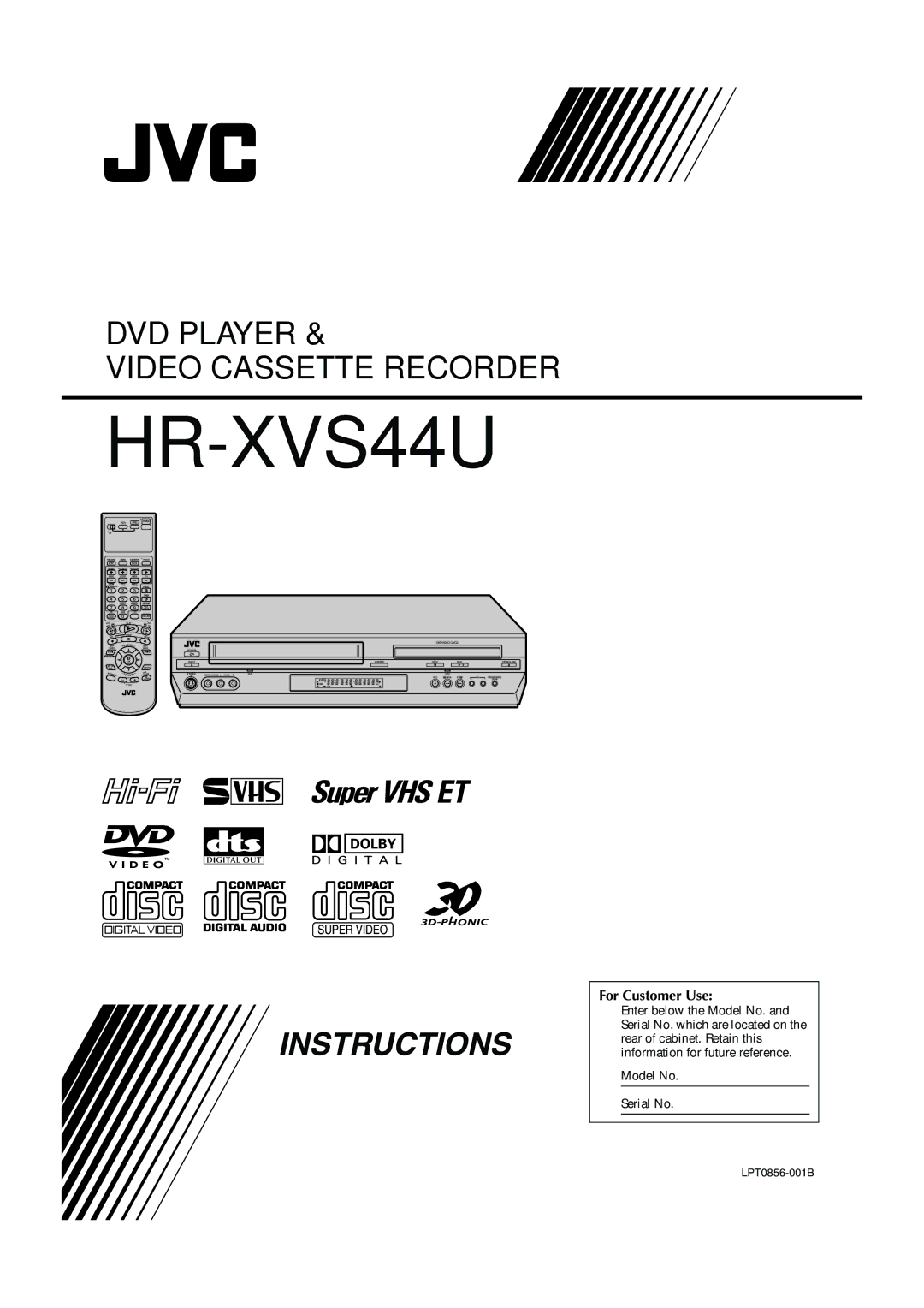 JVC HR-XVC33U manual HR-XVS44U 